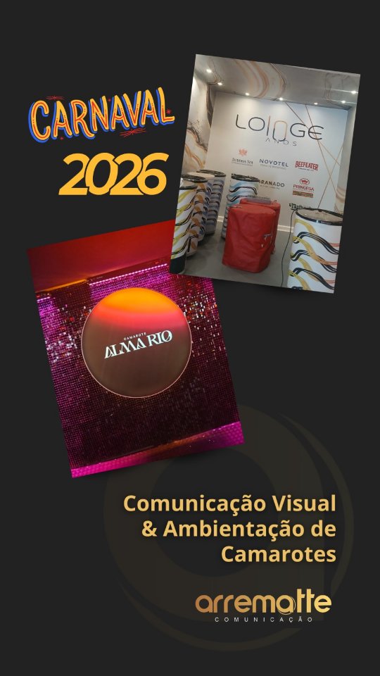 Por aqui, o Carnaval não é só festa.
É entrega, prazo apertado e comunicação visual funcionando no ritmo do evento.
Durante a temporada, a Arrematte Comunicação esteve à frente de projetos de ambientação cenográfica e comunicação visual para alguns dos camarotes mais disputados do Carnaval, cuidando de cada detalhe para que a experiência começasse antes mesmo da música.
✔️ Ambientação de espaços
✔️ Comunicação visual aplicada
✔️ Impressão em grandes formatos
✔️ Cenografia, backdrops, totens e sinalização
✔️ Produção e instalação no tempo real do evento
Evento grande não permite erro.
Quem chama a Arrematte quer impacto, organização e resultado.
Projetos realizados para:
Camarote Alma Rio • Camarote Lounge • Camarote Portela • Folia Tropical
Se o seu evento precisa aparecer, a gente faz acontecer.
#ComunicacaoVisual
#Ambientacao
#Cenografia
#Carnaval
#CarnavalRJ