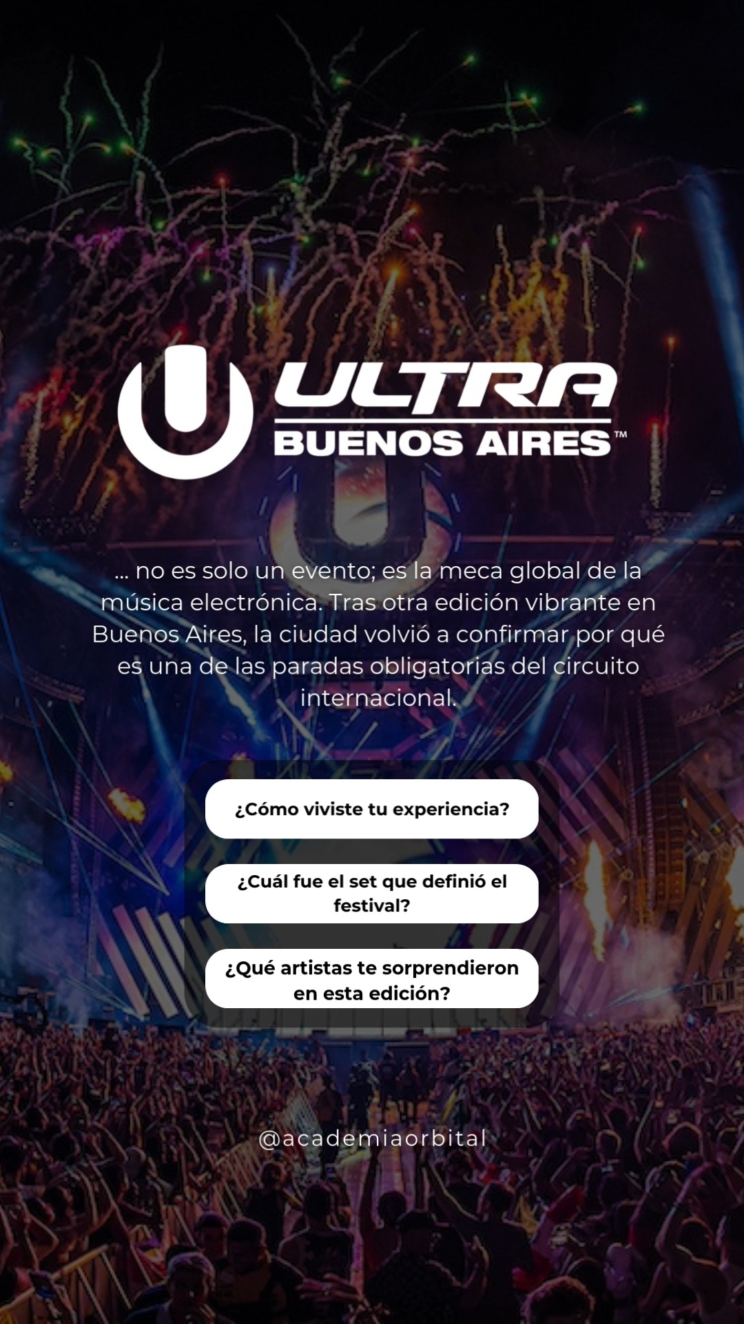 Ultra Buenos Aires 2026: El epicentro del beat
El Ultra Music Festival no es solo un evento; es la meca global de la música electrónica. Tras otra edición vibrante en Buenos Aires, la ciudad volvió a confirmar por qué es una de las paradas obligatorias del circuito internacional.
Entre luces estroboscópicas y sets de primer nivel, nos queda la adrenalina de lo vivido, pero también muchas preguntas:
¿Como viviste tu experiencia?
¿Cual fue el set que definio el festival?
¿Qué artistas te sorprendieron en esta edición?
Queremos saber tu opinión y repasar juntos lo mejor de un fin de semana eléctrico. ⚡
#ultra #musicfestival #buenosaires