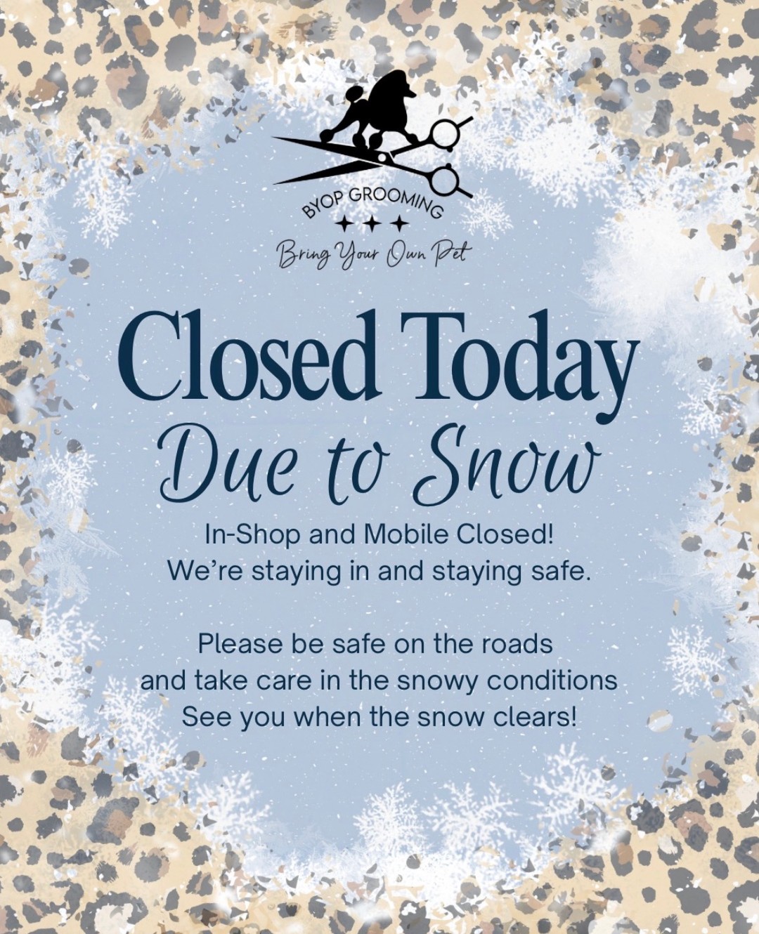 Ugh we are SO over this winter!!! Please everyone stay safe and warm during this second snowstorm😩❄️
We will hopefully see you all on Tuesday 🤞🏼🤍🫶🏻🐩