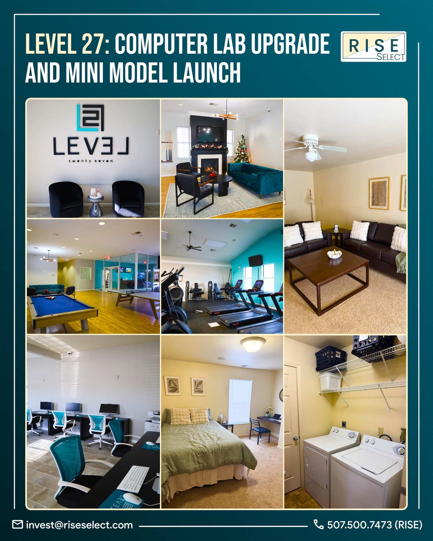 In its first year under Rise management, Level 27 has invested in amenities that directly support student success and engagement.
Recent updates include enhancements to the on-site computer lab, providing residents with practical resources, and the addition of a "mini model" to showcase our unit offerings effectively to potential residents.
These improvements reflect Rise’s focus on creating a well-rounded, education-forward living environment while strengthening the property’s long-term value.
#riseselect #level27 #investorupdate #oxford #ohio #portfolioupdate #miamiuniversity #miamiredhawks