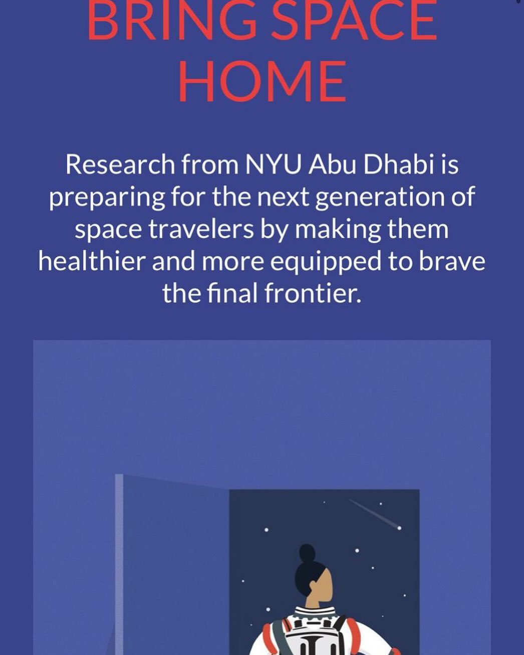 Our lab’s work on #spacebiology and #microgravity was featured in @nyuad’s Manara https://nyuad.nyu.edu/en/research/impact/our-research/2022/bring-space-home.html #teamworkmakesthedreamwork #iflscience #nyuad #nyuadeng