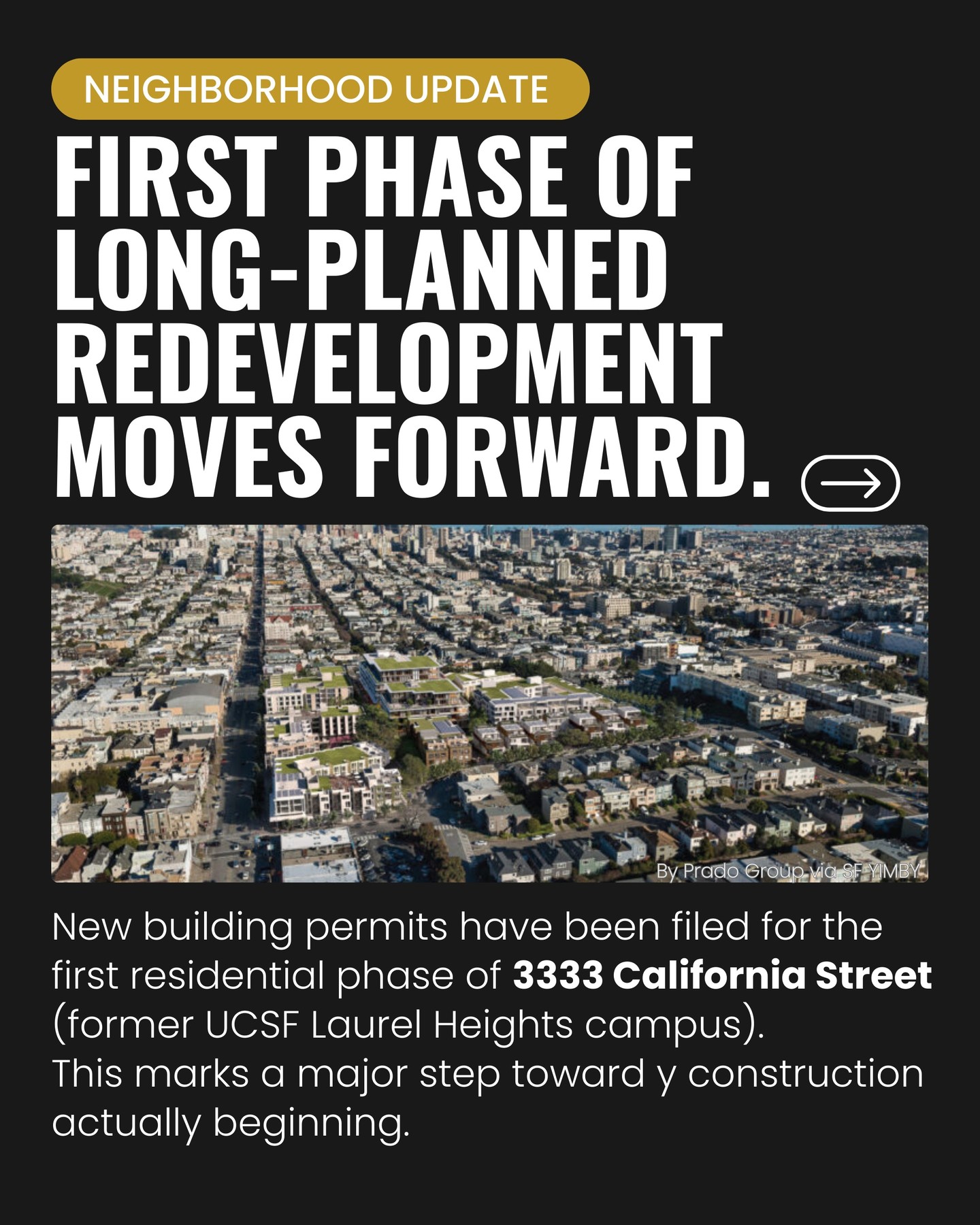 Neighborhood update 📰
Permits have officially been filed for the first phase of the redevelopment at 3333 California Street, the former UCSF Laurel Heights campus.
Phase one proposes 152 new homes across three buildings — just the beginning of what could eventually become a 744-unit mixed-use community with retail and childcare.
This site has been a big conversation topic in our neighborhood for years. Seeing actual permits submitted feels like a tangible shift from “planning” to “progress.”
Curious to hear your thoughts — are you excited to see this move forward?
Source: SF YIMBY
📲 (415) 418-0541
📩 CT@cynthiatraina.com
#️⃣ DRE 02162958
#PacificHeightsRealtor #NewFillmore #SanFrancisco