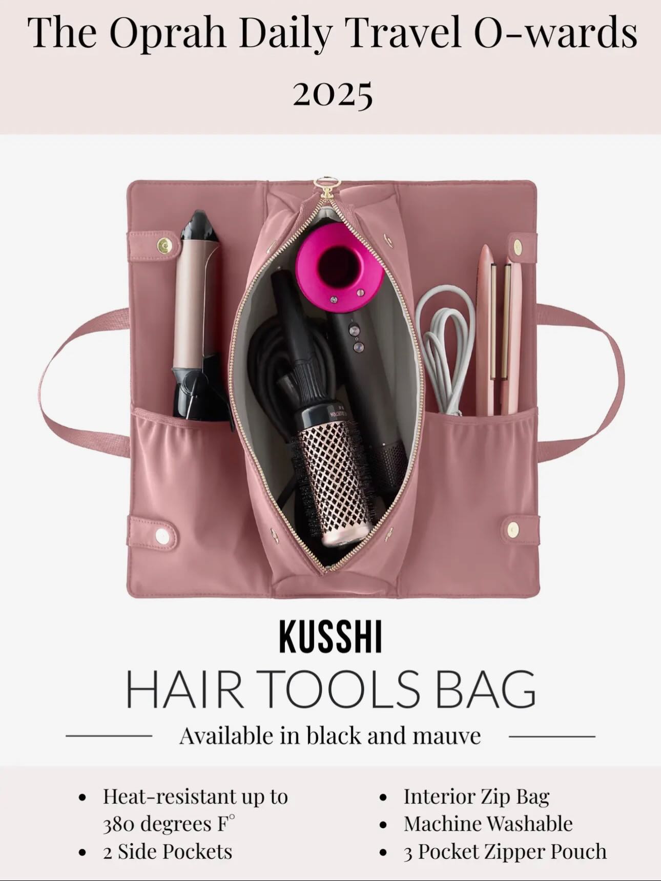 Turn Up the Heat! 🔥The Hair Tools Bag is the perfect travel accessory to keep your hot tools protected and organized. Heat-resistant up to 380 degrees F, this is the perfect place to lay your hot tool while it is still warm or once it’s cooled. Pockets on each interior flap for brushes, extra hair tools or even hairspray. Use the 3 pocket zipper pouch for small hair accessories like bobby pins, hair ties or clips. With handles to hang anywhere, this is the perfect accessory to use daily or on your next trip. ✈️ Machine washable and made of 100% premium neoprene.