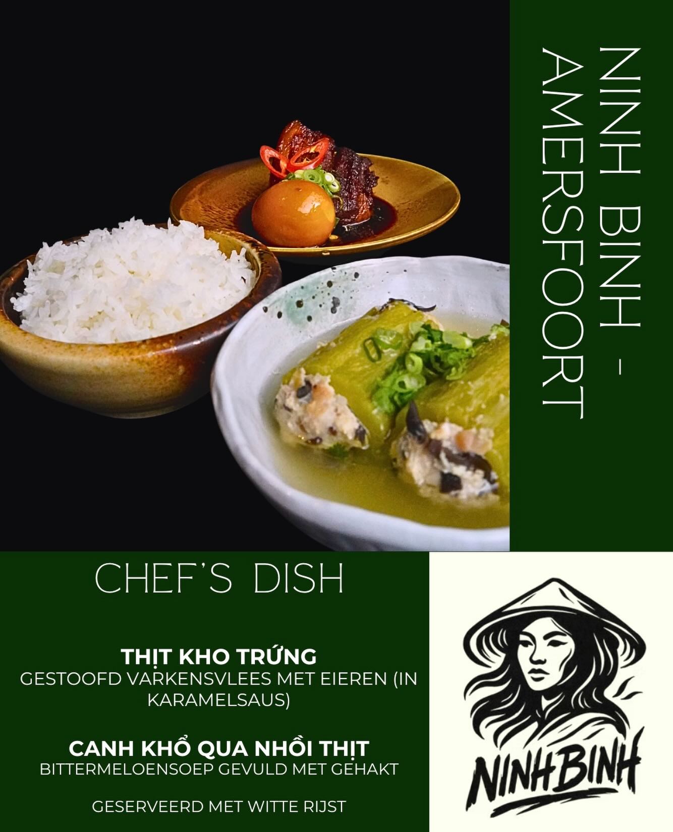 Chef’s Dish Special - in het thema van het Vietnamese nieuwjaar 👨🍳🧡✨
Iconische Tết-gerechten uit Zuid-Vietnam 🇻🇳 Het vlees en de eieren die samen in één pot sudderen staan voor familiehereniging — iedereen komt thuis voor het nieuwe jaar 🏡👨👩👧👦
“Khổ qua” betekent dat het leed voorbij is: we laten de moeilijkheden van het oude jaar achter en verwelkomen een nieuw begin 🌿✨🎊
#tếtnguyênđán2025 #vietnam #finedining #amersfoort#datenight