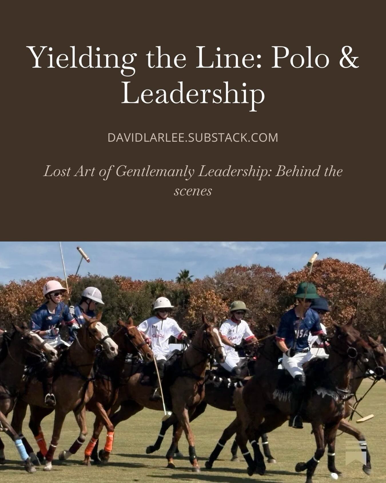I attended my first polo match this weekend, and amid the thunder of hooves and swing of mallets, one rule gripped me: “yield the line.”
It’s a principle that turns raw speed into synchronized power, offering a vivid mirror for leaders.
Stepping onto the polo grounds felt like entering a living parable…
#leadership #polo #yield
(Link in profile)
