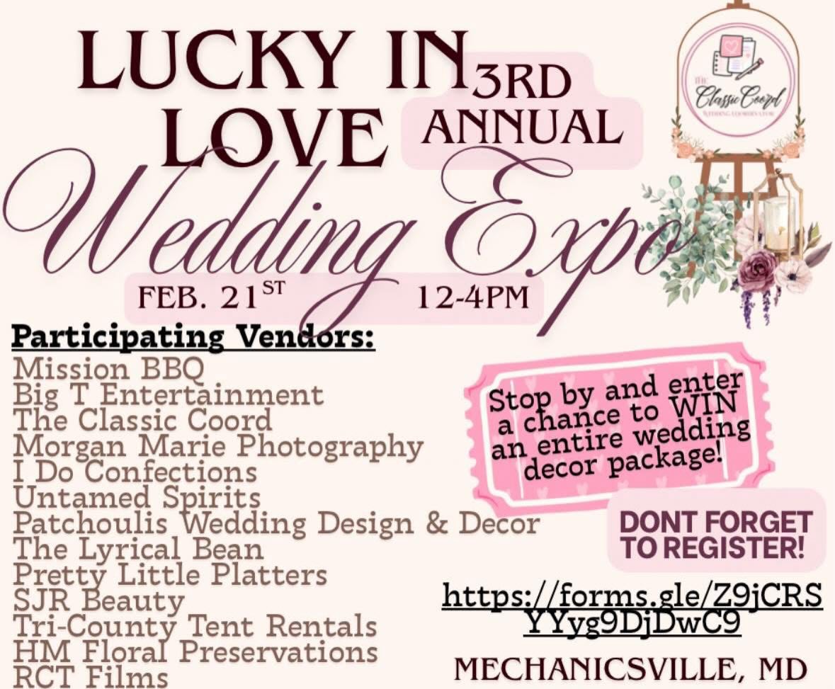 We are excited to be participating in Lucky in Love wedding expo this weekend. We look forward to meeting all of the brides to be💐@luckyinlove_weddingrentals