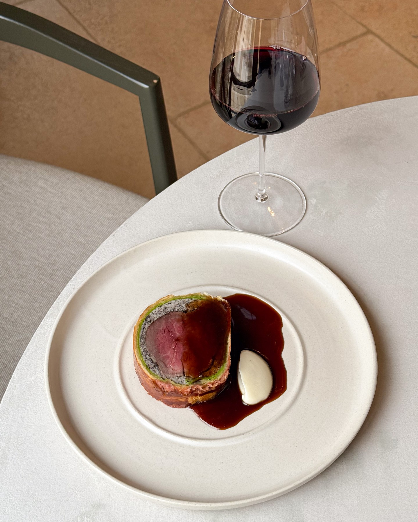 For Valentine’s only our Beef Wellington - Tender Longhorn beef wrapped in a chicken and mushroom mousse, and served with a celeriac puree and a classic Bordelaise sauce.