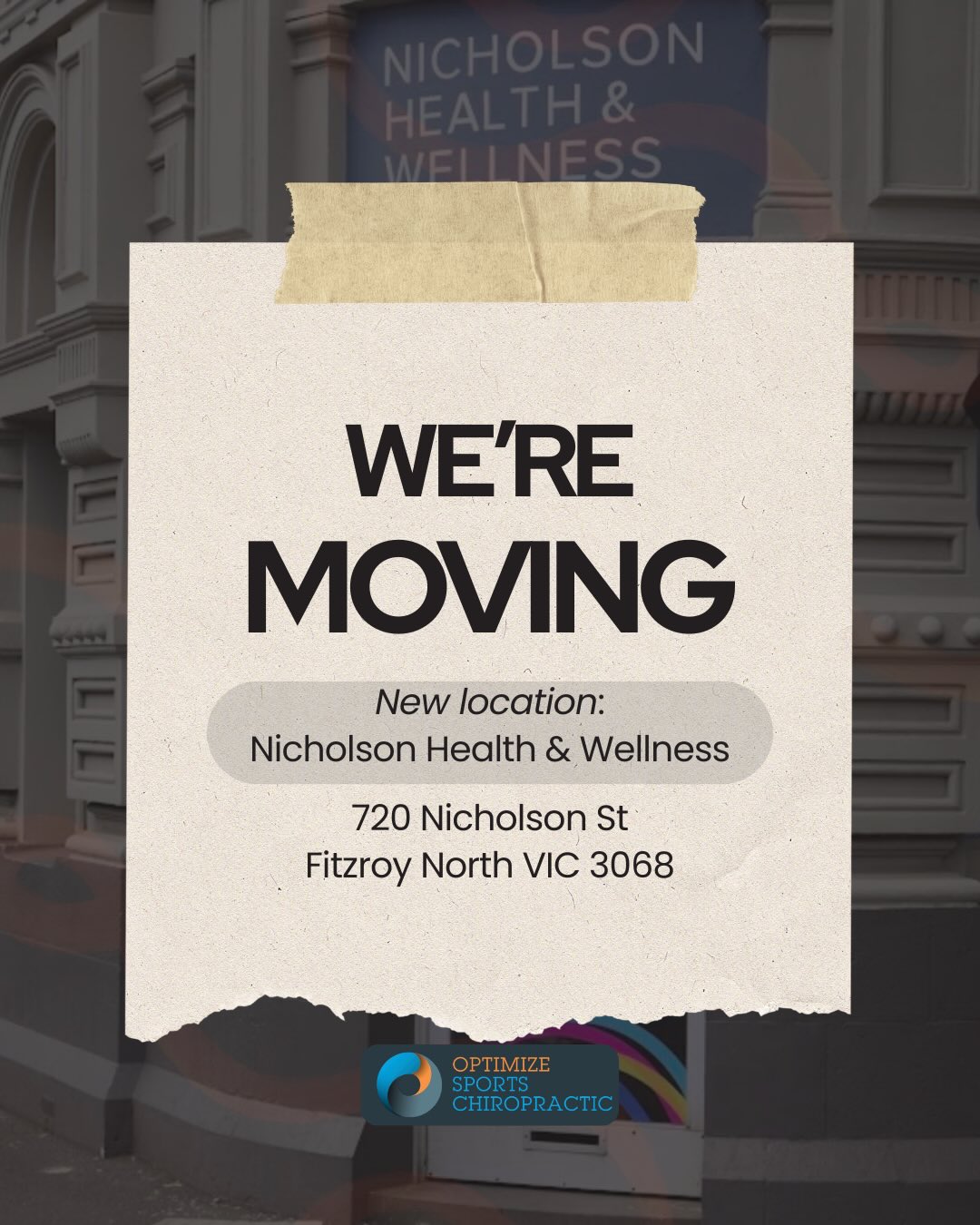 📍 We’re moving to a new clinic location from Monday 2nd March, 2026
* Same neurorehabilitation expertise.
* Same sports & exercise chiropractic care.
* Same utilization of evidence-based, multi-modal management approaches.
* Same individually tailored treatment plans for each patient, to help in the prevention and management of injury, performance enhancement, or to support optimal function and health.
📲 Call or email us for directions or appointment enquiries:
(03) 9486 4111
reception@nhaw.com.au