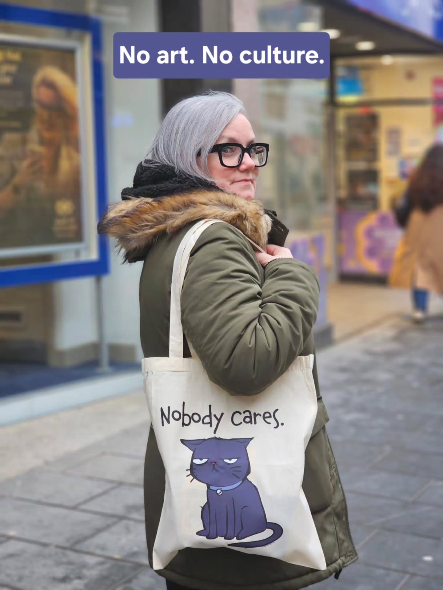 As I stood in HMV, a record store in the UK, I was transported back to the 90s and reminded of the days when art, music and culture was the very lifeblood of every town and city.
Let's remember how important the creative spirit is.
In a world that seems drab and void of colour right now, we need to go backwards; back to when innovation and art was at the heart of our existence. Creativity brings a vision into form and it's that form that can revolutionise and unite worlds.
Tote bag was from #hmv, thought it was fitting. And funny.
#artmatters #artculture #surrealart #catart