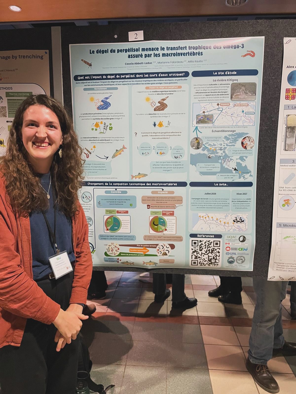 🌊❄️ A few FROSTies showcased their amazing posters last week at the CEN Colloque at Université Laval, QC, CA!
They explored how changing winters are affecting Arctic lake food webs, from permafrost thaw to the nutritional quality and composition at the base of the food web, and even shifts in bacterial communities under the ice. 🐟🧪
Thanks to the organizing committee for the incredible work! 🤩
#FROSTResearch #ArcticLakes #WinterEcology StudentScience UniversitéLaval