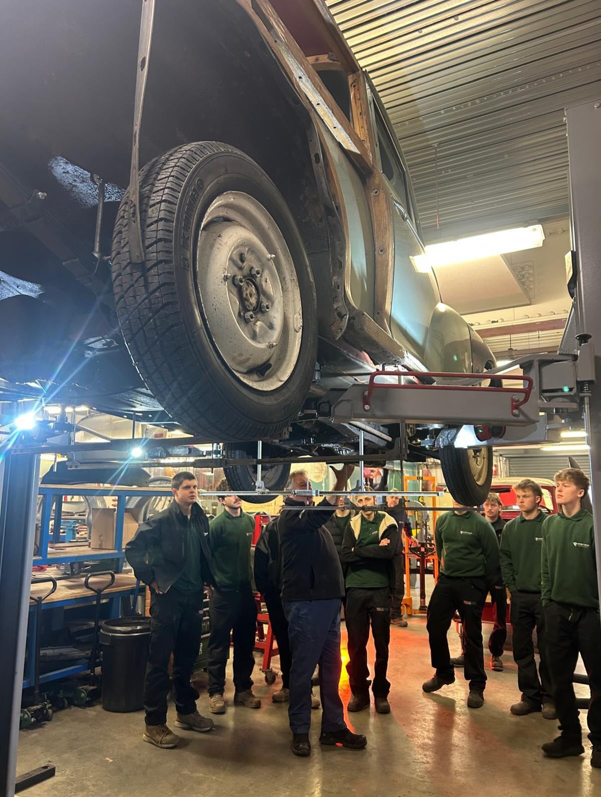 A treat on Friday for our 8th cohort of Coachbuilding Apprentices was Ian from @wowautomotive coming in to show them how to set up and use the Chief’s Analogue Measuring System we’ve recently been gifted (along with a new mug each!)🎁
This is the next step up from drop checks using chalk lines and plumb bobs as this visually indicates chassis defects such as twist, sway and misalignment that need to be investigated further📏
Wow provides us with all of our body repair equipment including chassis alignment and porto-powers, single sided dent pulling, plastic repair and spot welders! ⚒️
Ian is not only able to supply, but also maintains and repairs the equipment and keeps us up to date with latest technology and processes too!🧑🔧
This valuable partnership allows us to train our apprentices in the blend of heritage and modern repairing techniques as the industry develops and progresses to keep all variations of classic vehicles on the road! 👏🏼
#heritageskillsacademy #nextgeneration #shapingthefuture #chassisrepair #chassismeasuring