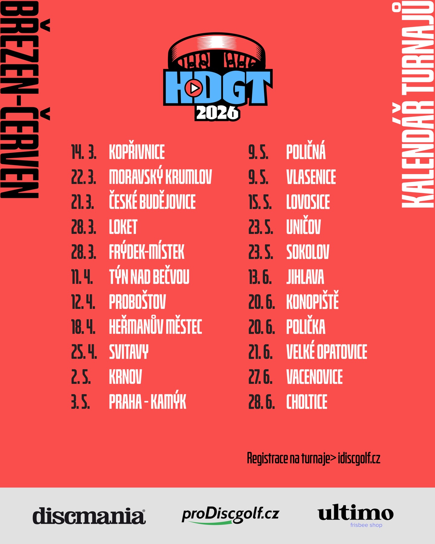 Termínovka Hraj Discgolf Tour na letošní rok 🥏🗓️
45 turnajů po celé republice. Mrkněte, kdy a kde budou všechny letošní turnaje HDGT. Doufáme, že se někde potkáme a pokud víte o někom z vašeho okolí, kdo si discgolfový turnaj ještě nezkusil, dejte mu vědět. Tahle soutěž je ideální si nějaký turnaj vyzkoušet. 🤛
Všechny další informace na hrajdiscgolf.cz
#hrajdiscgolftour #hrajdiscgolf #discgolf