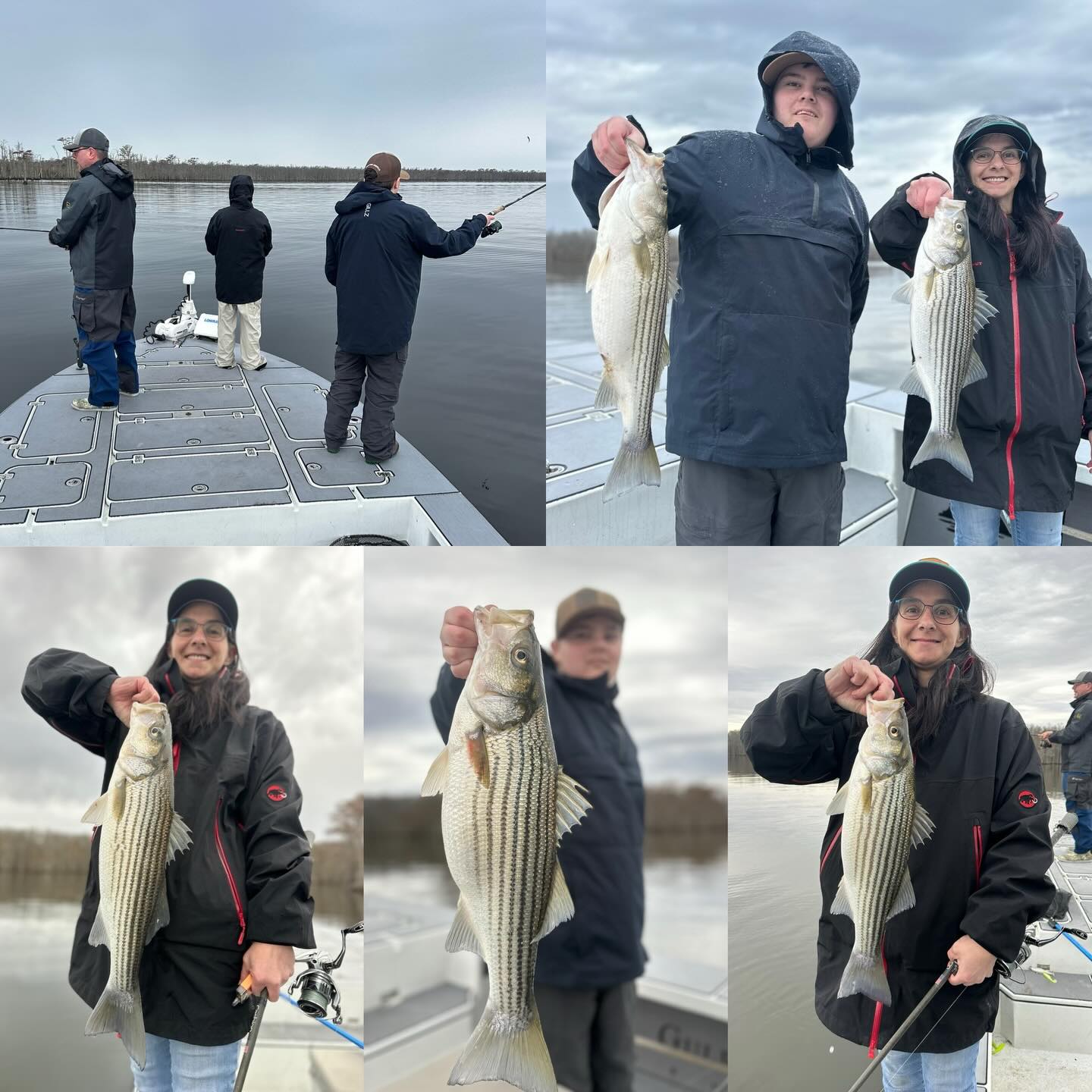 The cold rainy day didn’t stop this crew from catching fish! Great group today everyone was on point and fish caught steady through the day. I had a cancellation for Monday if anyone wants in, call or text 252-799-9536. #striper #stripers #striperfishing #winterfishing #inshorefishing