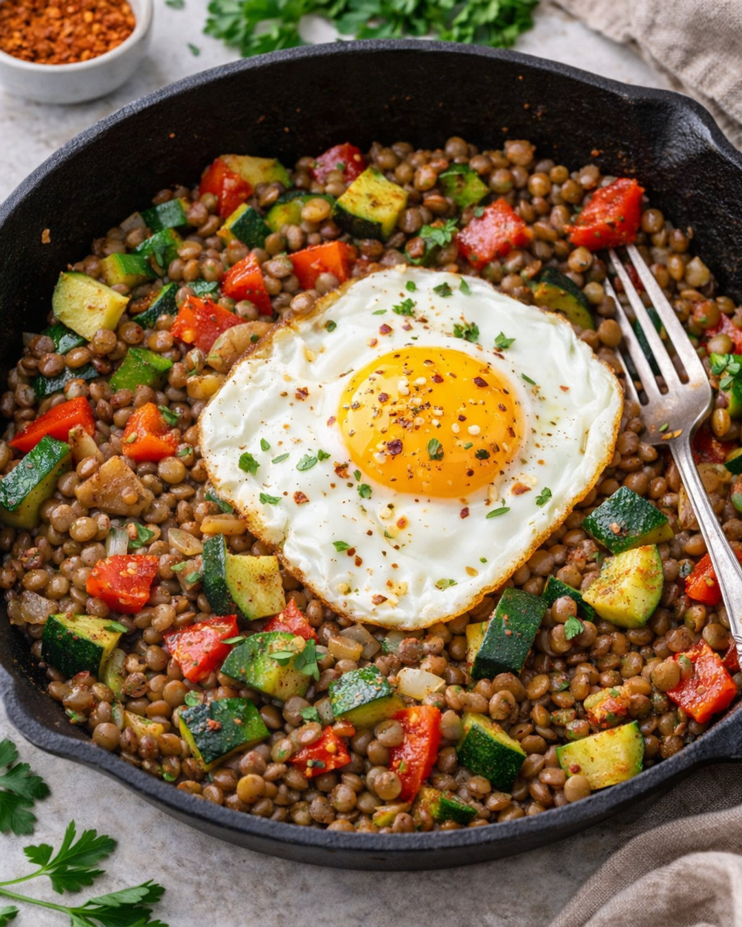 Coach Paris's Weekly Recipe Share: Warm Lentil & Veggie Skillet