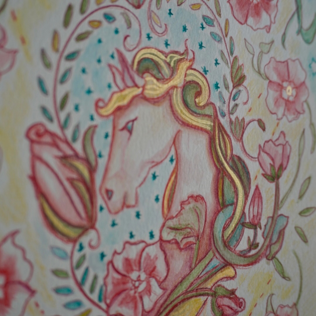 Happy Lunar New Year 🌚❤️✨ Here is the art for February Mail Club in my Patreon 💌 join any time this month to receive these in the mail at the beginning of next month! Becoming a member directly supports my practice and I am eternally grateful!
The first image highlights the gold metallic paint detail on the original drawing that will be made available! There are some photos through the creation process as well as the final prints and stickers that I make at home :)