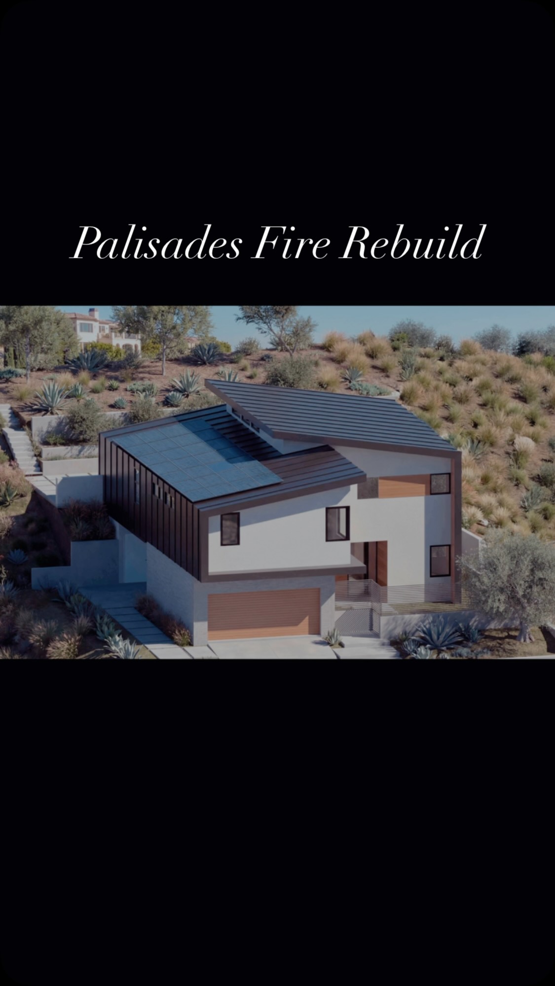 The Split-Frame house uses a folded roof plane, protecting the home from neighboring views and wind. From sketch, to diagram, to detailed rendering, every step of the design maintains the integrity of the original concept.
#architecture #palisades #residentialproject