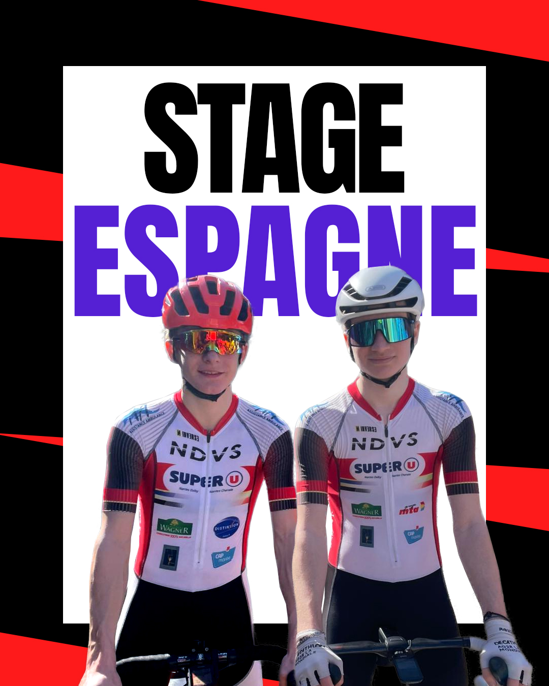 🌞 Stage en Espagne pour nos jeunes!
Nos coureurs Eliot Mc QUAID (U17) et Tony ETIENNE (U19) sont actuellement en stage en Espagne avec le comité des Pays de la Loire 🚴♂️
Déjà à mi-parcours, avec de superbes séances sous le soleil espagnol — et il devrait rester avec eux jusqu’à la fin de la semaine ! ☀️
Au programme :
🔹 Sortie en endurance fondamentale
🔹 Test CLM en col
🔹 Travail CLM par équipe
🔹 Conférences sur l’entraînement et la diététique
Un stage complet et formateur 💪
📸 Photo : @paysdelaloirecyclisme