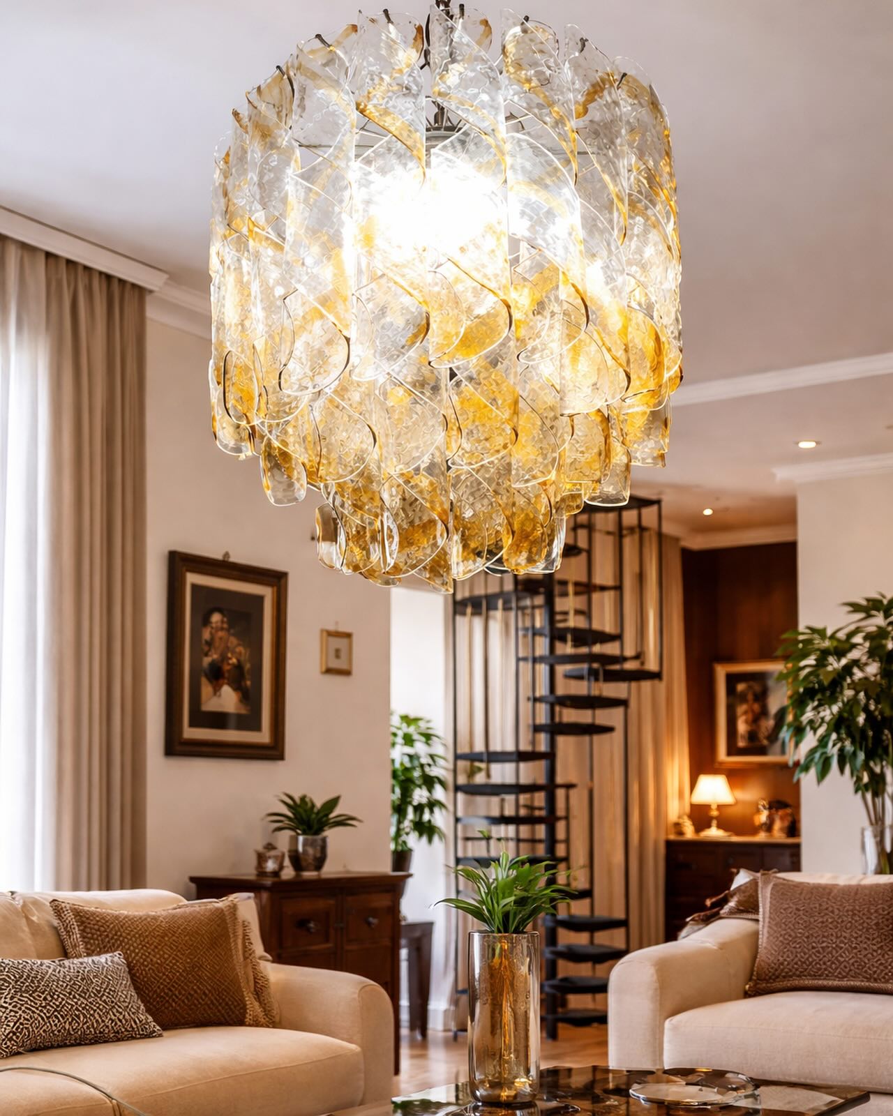 Chandelier attributed to Mazzega, a renowned name in Venetian artistic glass.
Composed of handcrafted blown glass leaves in clear and amber tones, layered to create a striking sculptural effect.
Warm light, fluid movement, and refined craftsmanship define this iconic 1970s Italian design piece, perfect for adding elegance and character to any interior.
Available at De Lisi Vintage Design
📍 Palermo
#design #chandelier #vintage #design
