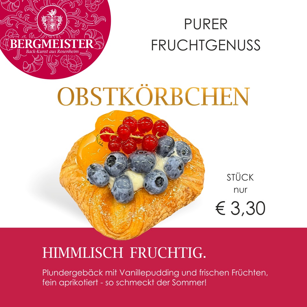 🍏🍑 Nach den köstlichen Krapfen gibt's wieder was Neues bei BERGMEISTER! 🎉
Unser Obstkörbchen ist der perfekte, süße Nachfolger für alle Naschkatzen! 💛
Zartes Plundergebäck, prall gefüllt mit cremigem Vanillepudding und den frischesten Früchten, die nur darauf warten, euren Gaumen zu verwöhnen. 🍓🍌 Abgerundet wird das Ganze mit einer feinen Aprikotierung – da läuft einem das Wasser im Mund zusammen! 😋
Holt euch euer Stück Glück und genießt den süßen Moment!
Wir freuen uns auf euren Besuch in einem unserer Fachgeschäfte! ❤️
Euer BERGMEISTER-Team
#bäckereibergmeister #bergmeister #leckerschmecker #handwerk #handwerkskunst #Obstkörbchen #SüßeVerführung #plundergebäck #plunder #bäckerei #genuss #rosenheim #kolbermoor #stephanskirchen #schlossberg #wasserburgaminn #wasserburg #neubeuern #badfeilnbach #feilnbach #rohrdorf #thansau
