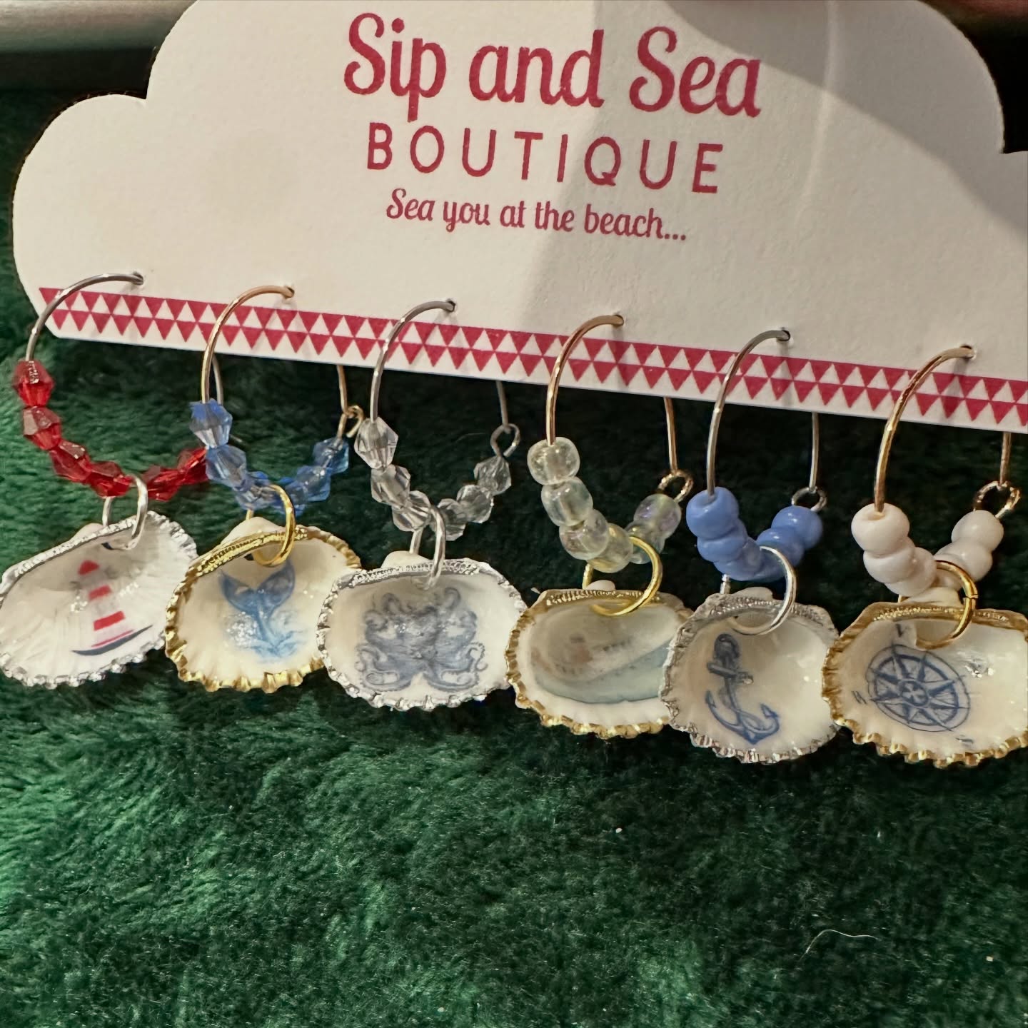 I love how this set of six nautical themed wine glass charms came out! Can’t wait to deliver them this week!