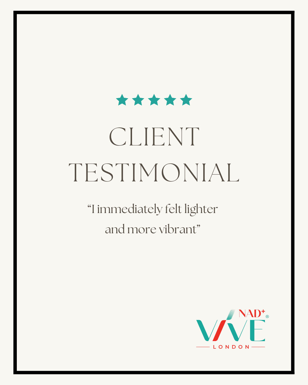 ⭐️⭐️⭐️⭐️⭐️
Lighter. Clearer. More vibrant.
This is NAD+ elevated.
#vivenad #nadplus #wellness