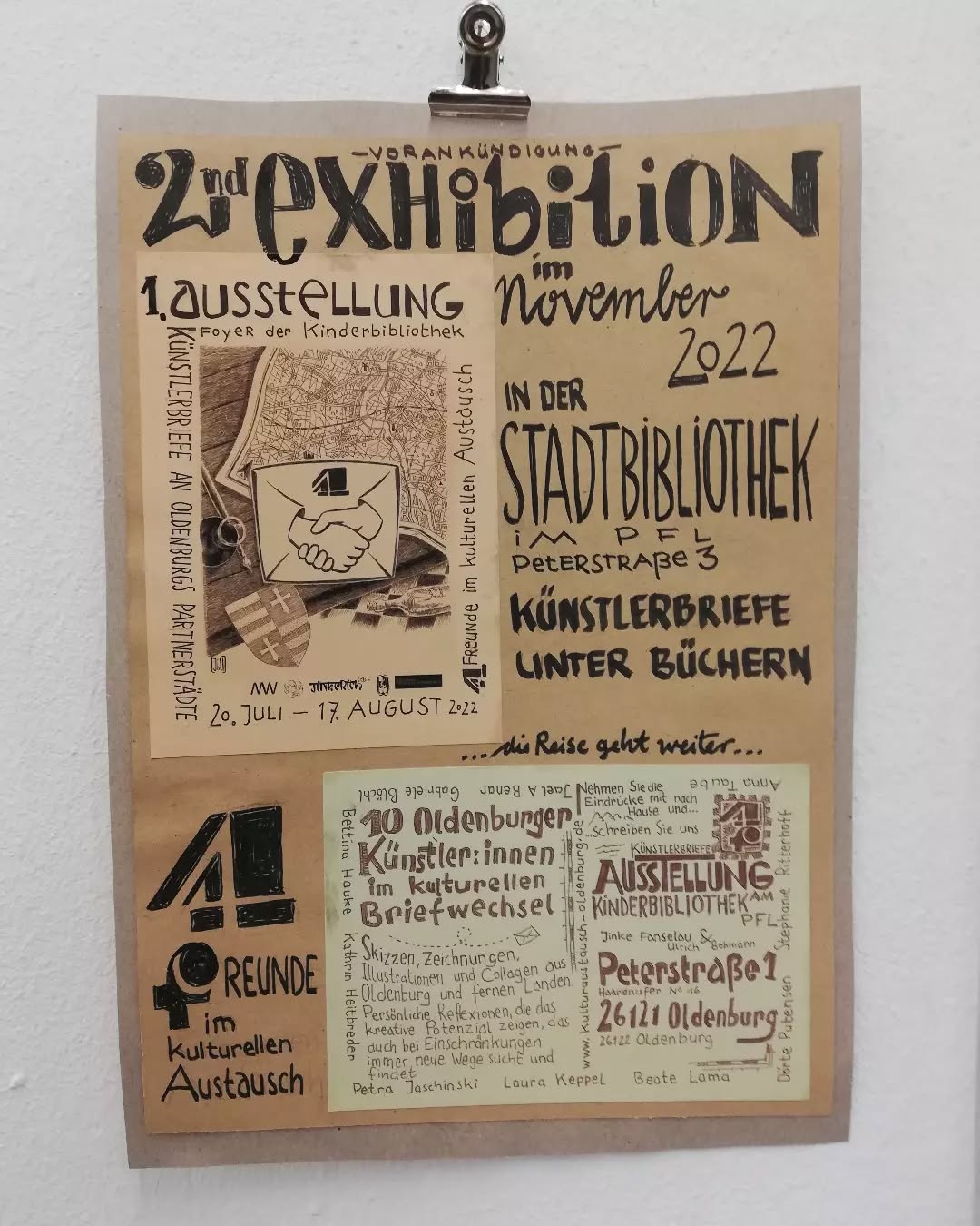 Nach der Ausstellung ist vor der Ausstellung
----
The journey continues
#11friendsofculture #brieffreundschaft #partnerstädte #machwerkoldenburg #stadtoldenburg #oldenburg #kulturbüro #kulturförderung #jungekultur #exchange #austausch #brief #kulturbrief #culturalexchange #kunst #artwork #künstlerkorrespondenz #international #kultur #kulturstadt #innovation #wirbrauchenkunst #analog #selbstgeschrieben #handschriftlich #selbstgestaltet #reflexion #nachhaltig #kunst
www.kulturaustausch-oldenburg.de