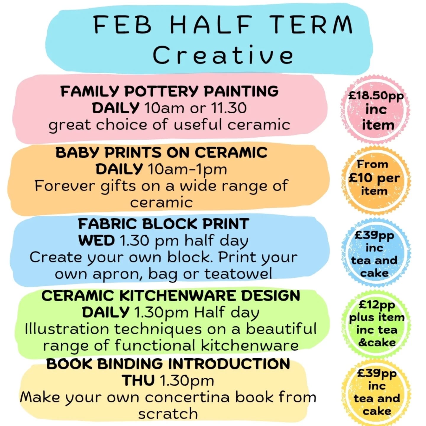 Hello happy half term hopefuls!
The sun is trying its best....could try harder!
We are here in our calm, creative, vintage space with some lovely things to do.
Pop by, call us on 01288 350107 or you can even book on line www.thekitchenfront.co.uk
Get us! See you soon. 😁🤩