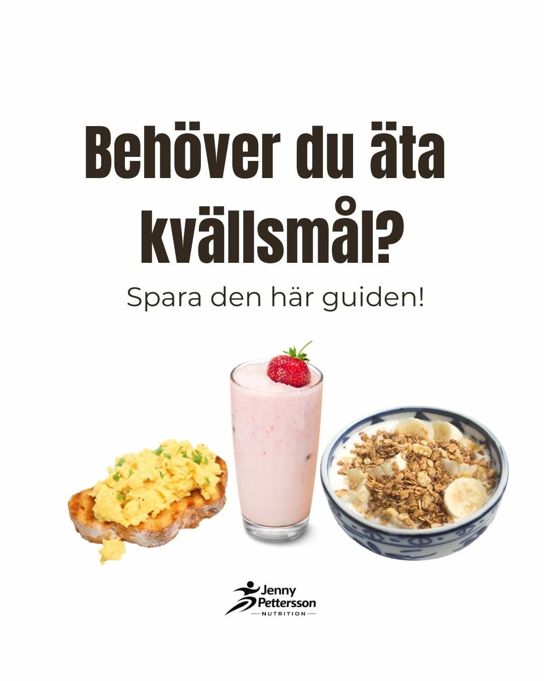 ”Ät inte efter kl. 18.”
Det gamla ”rådet” tycks leva kvar, trots att det inte bryr sig ett dugg om hur din dag faktiskt ser ut.
Tränar du på kvällen?
Har du ätit lite eller oregelbundet tidigare under dagen?
Vaknar du hungrig på natten eller med tom tank på morgonen?
Då är ett planerat kvällsmål hjälpsamt så att kroppen får en chans att återhämta sig.
Spara guiden, testa i 1–2 veckor och känn efter vad som funkar för dig.
💬 Brukar du äta kvällsmål?