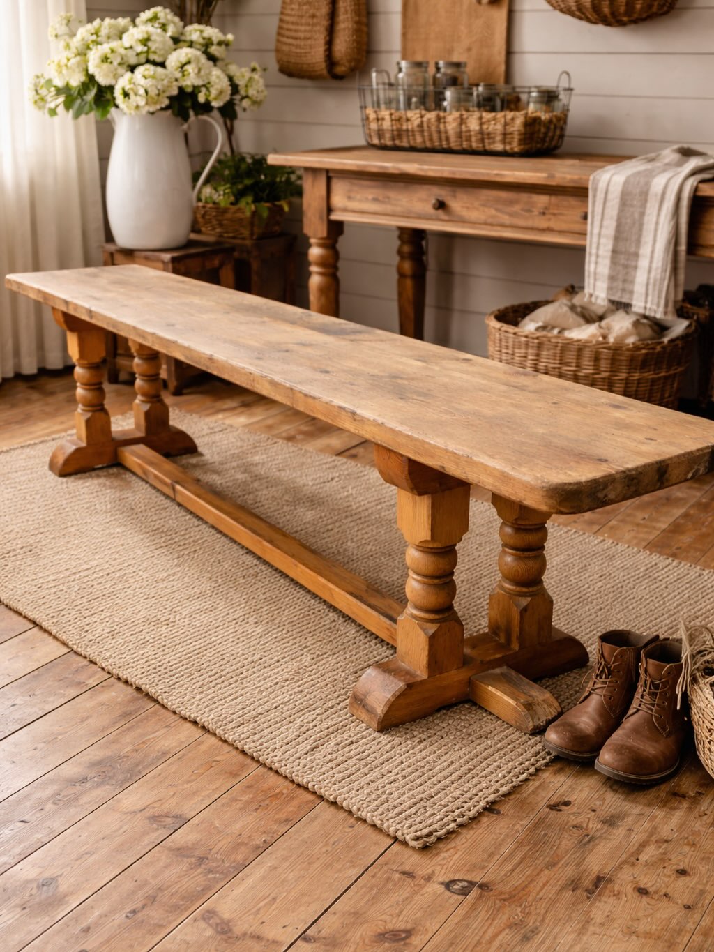 -SOLD-
So who doesnāt like somewhere to kick off your boots?
And this pine bench certainly delivers.
Measuring 205 cms long x 36 cms deep x 49 cms high.
Would also sit perfectly with a big farmhouse kitchen table.
Very solid and the top is deeper than usual benches so extra ābottomā room š
Ā£145 including free local delivery
#pinebench