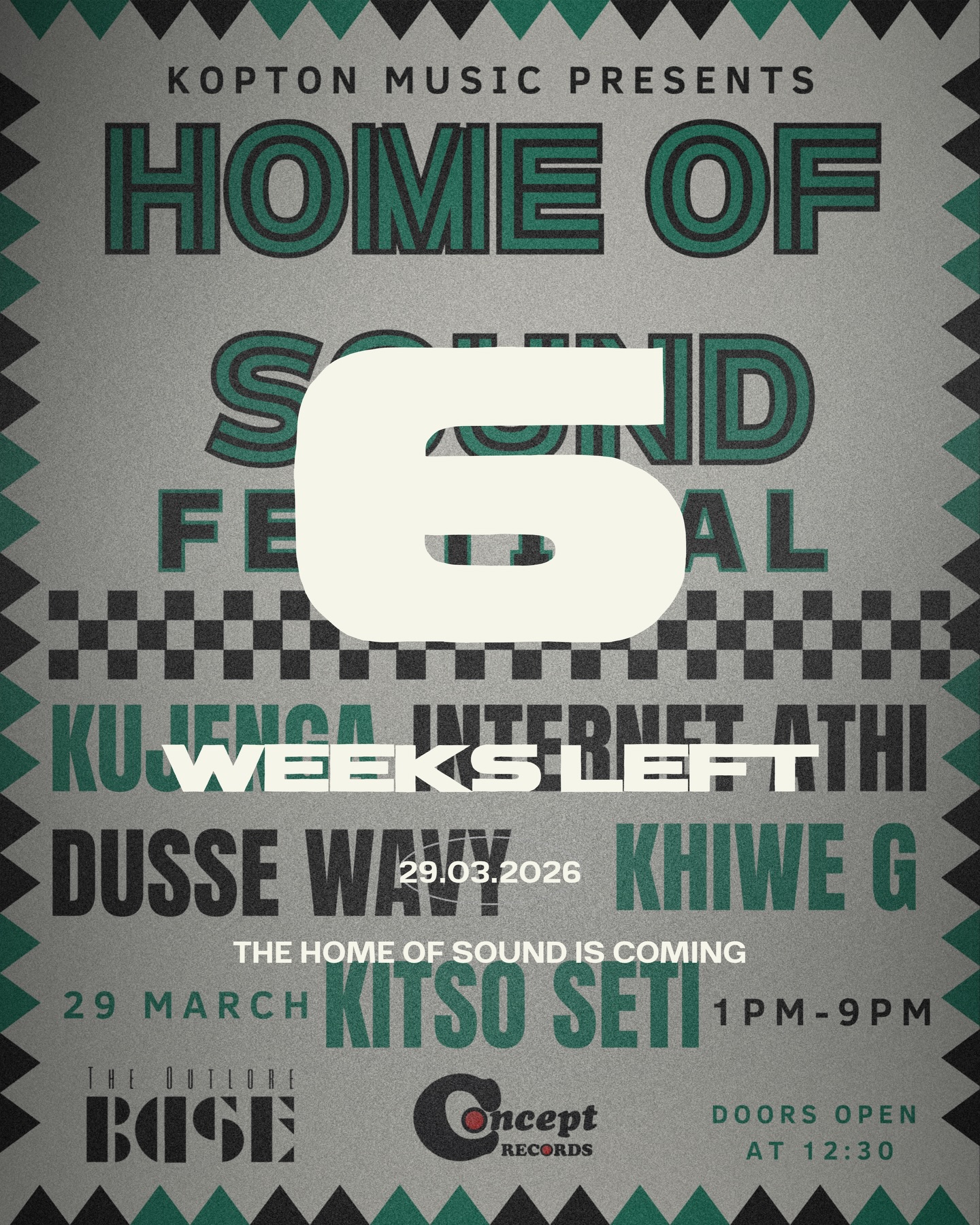 The official countdown to the Home of Sound Festival begins!🗓️With only 6 weeks to go, we can’t wait to bring you more updates for our full lineup.🎤Click the link in our bio for your General Access tickets or go to Quicket!🎫 Watch this space🇿🇦🔥👀
#koptonmusic #homeofsoundfestival #capetown #liveevents #capetownjazz