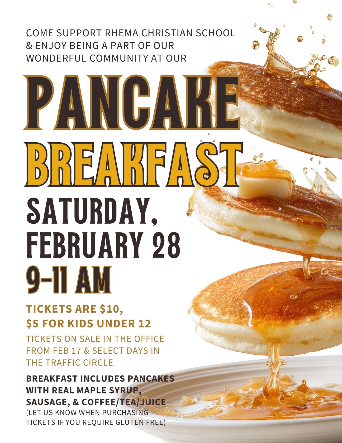 Mark your calendars now! #pancakefundraiser #rhemachristianschool