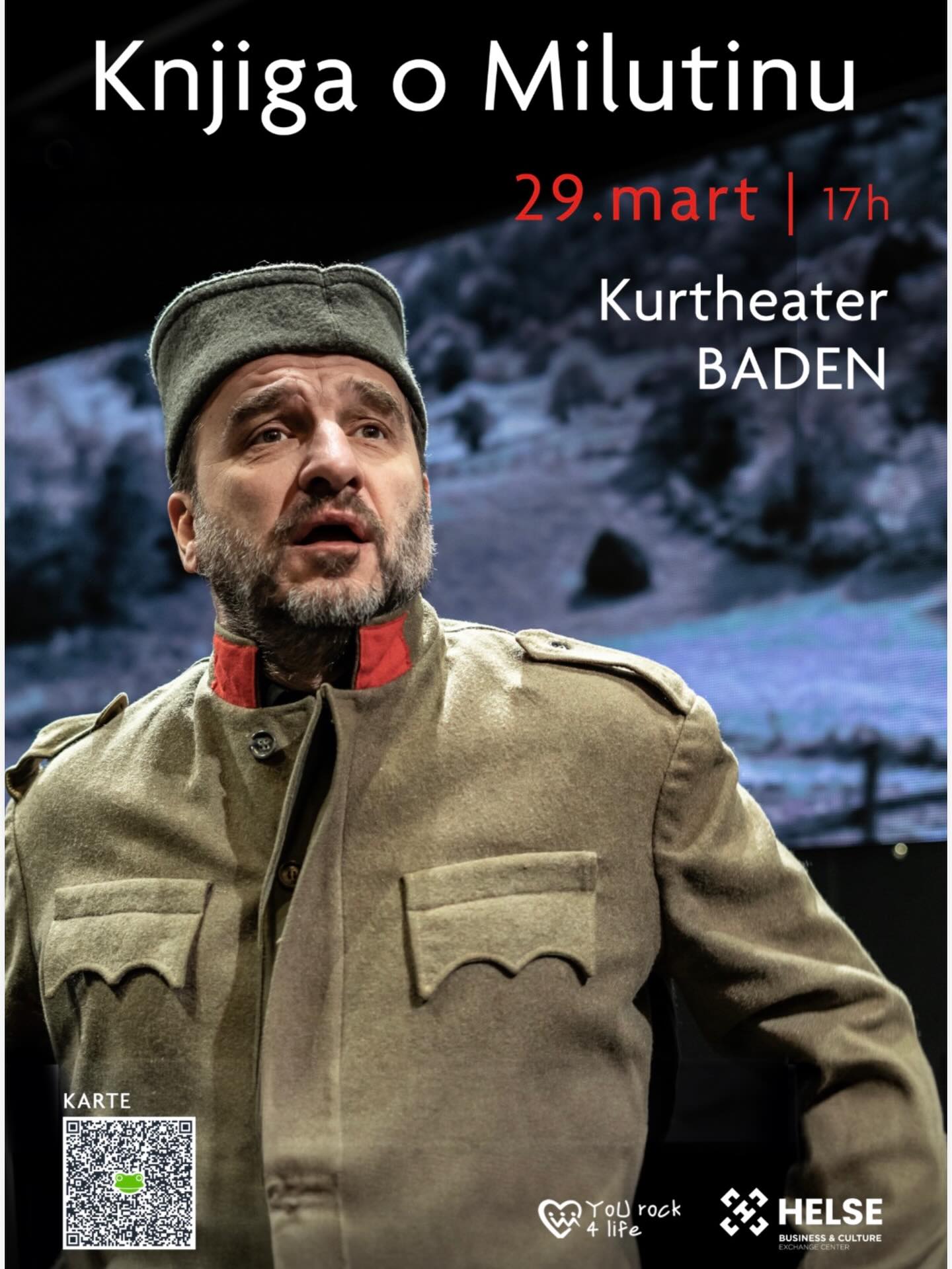 🎭 Gostovanje Zvezdara Teatra u Badenu 🇷🇸🇨🇭
Jedna od najizvođenijih i najemotivnijih monodrama sa Balkana dolazi u Baden!
KNJIGA O MILUTINU – deo prvi
po romanu Knjiga o Milutinu autora Danka Popovića
u izvođenju Nenada Jezdića 🎭
📍 Kurtheater Baden
📅 Nedelja, 29. mart
🕔 17:00 – 19:00
⏳ Trajanje: 120 minuta
Predstava se realizuje uz podršku udruženja You Rock 4 Life iz Badena, koje svojim radom podržava kulturne i društveno odgovorne projekte.
Ne propustite snažnu priču o čoveku, vremenu i sudbini – priču koja dira pravo u srce.
Više informacija o predstavi dostupno je na sajtu YR4L.
Vidimo se u pozorištu!
https://eventfrog.ch/de/p/theater-buehne/theater/knjiga-o-milutinu-prvi-deo-7421944276932631099.html
