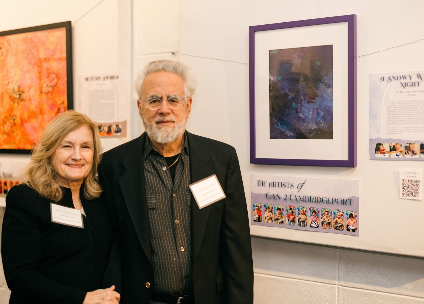 Congratulations to the Cohen Family ❤️ #POTAArtAuction
Gan 2 Cambridgeport: A Snowy Winter Night
Over the last few weeks, our Gan 2 friends have been joyfully exploring the creative process of art through a winter-inspired lens. We focused on creating a unique and meaningful piece that highlights both sensory exploration and artistic expression. Inspired by a snowy winter night, our little artists worked with different tones of blue and purple, adding delicate touches of white and silver to represent snow and winter light. They explored the acrylic pouring technique, observing how colors flow, mix, and transform on the canvas. Then, with close guidance and support from a Morah, a hair dryer was used to gently move the paint across the canvas. The air helped create a magical blend of colors, forming beautiful shades and textures that resemble a winter night sky. This process encouraged our friends to observe cause and effect and experience the beauty of color movement and blending.
The final result is a stunning winter night scene filled with motion, depth, and snowy charm, all while repurposing a household item. We are so proud of our little artists and excited to share their winter masterpiece with you.