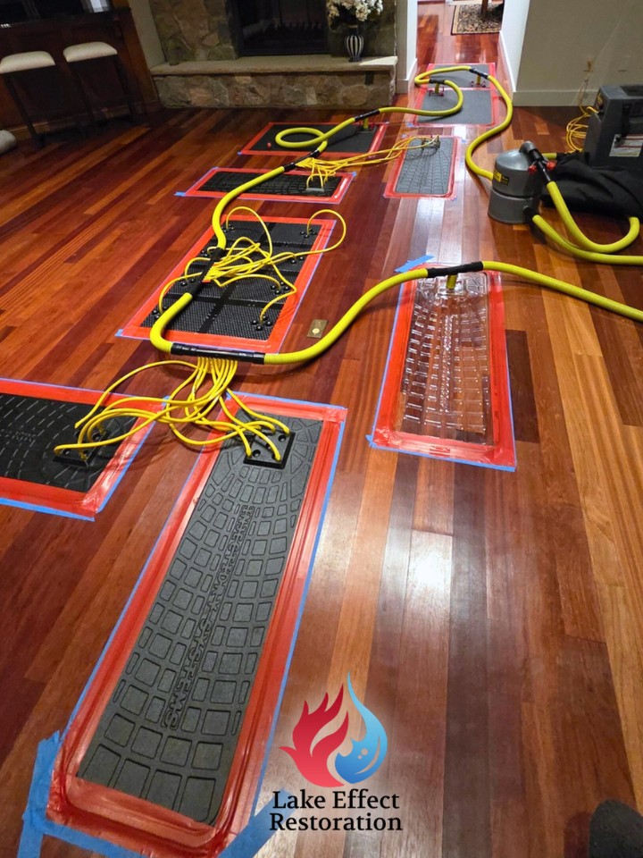 When water gets under your hardwood floors, tearing everything out is not always the best first step. That is why we use advanced drying technology like the Injectidry system to save as much of your home as possible.
The Injectidry system works by pushing controlled, heated air into wet materials like hardwood flooring. Instead of demolishing large sections of your home, we use specialized panels and hoses to force dry air into the affected areas. At the same time, powerful vacuums pull the moisture back out.
What that means for you:
• Faster drying times
• Less demolition
• Lower repair costs
• Better chance of saving floors
This method is especially effective for hardwood floors where water has seeped underneath. In some cases, we can dry and restore instead of replacing.
We are IICRC certified, locally owned, and equipped with the most advanced water mitigation technology in Northern Michigan. We work with all insurance companies and document everything along the way to make the claims process smoother for you.
If water has made its way into your home or business, call Lake Effect Restoration. The sooner we start, the more we can save.