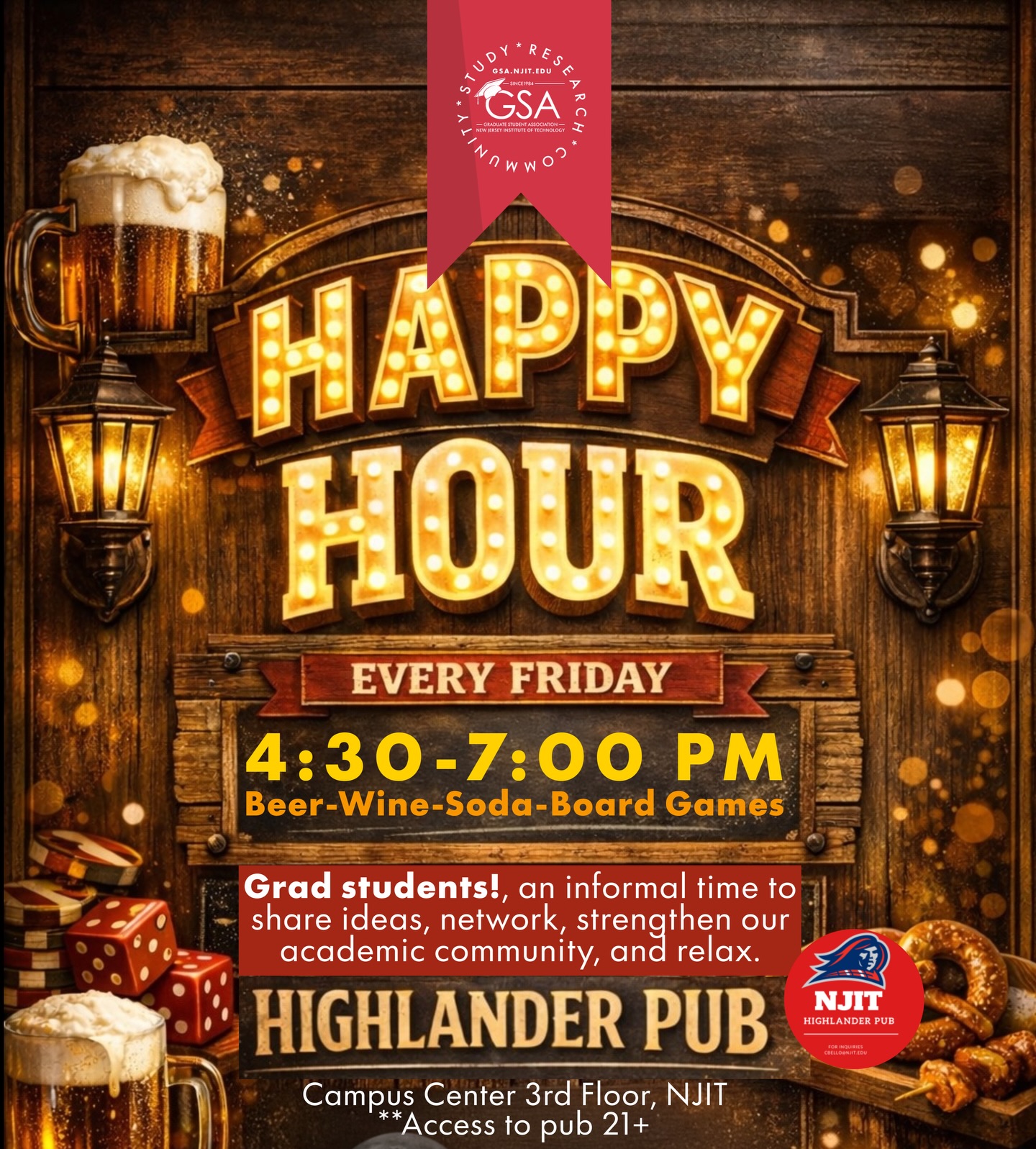 Happy Hour! Grad student see you this and all Fridays after a long week of work