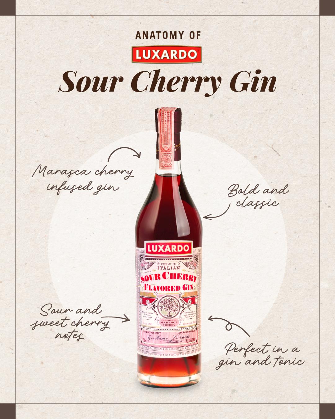 Bold, bright, and unmistakably cherry. Luxardo Sour Cherry Gin brings vibrant fruit and botanical balance to every pour. ๐โจ