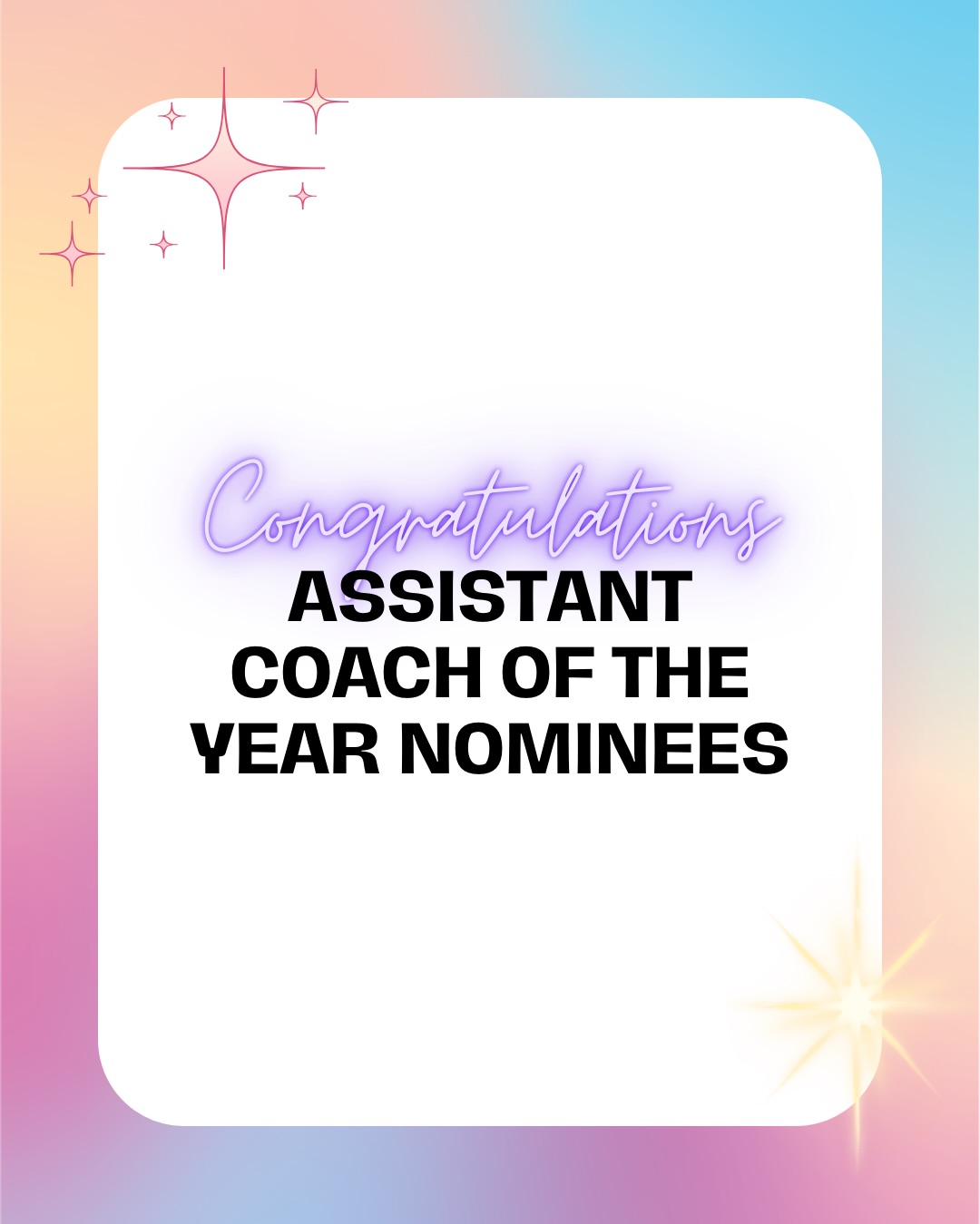 The DDCA is proud to announce the 2026 Assistant Coach of the Year nominees! These coaches were nominated by the association based on many factors that include the health of their program, involvement and contribution to the DDCA, and strong rapport and respect from dancers, coaches, judges and members alike.
These nominees will be voted on by the membership and winners will be announced at the DDCA Award Banquet in the Spring. The voting form will be sent out on Sunday, February 22nd.
Congratulations to all nominated! ✨
#COTY #DDCA #coachoftheyear #nominees