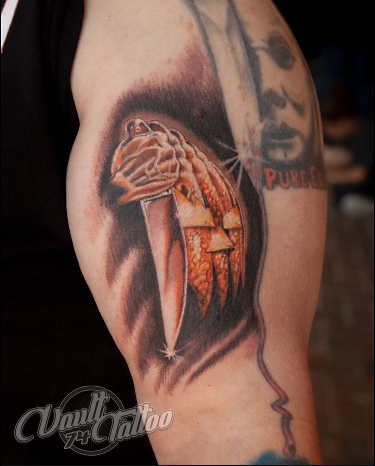 The night He came home. From the poster of the original classic. #halloween #vault74ofgreenwood #neotatmachines #holywaterbysaintmarq #heliostattoosupply #michaelmyers