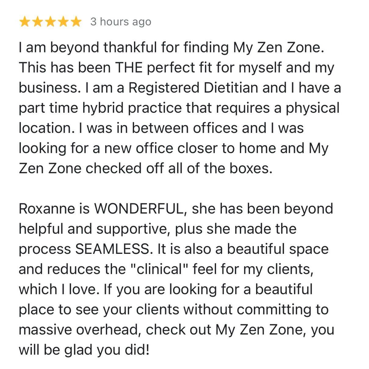 Reviews like this is the reason we are doing this. We love being able to help these business owners grow and prosper in a beautiful, client friendly environment! Thank you @seriouslynutritious ♥️♥️♥️