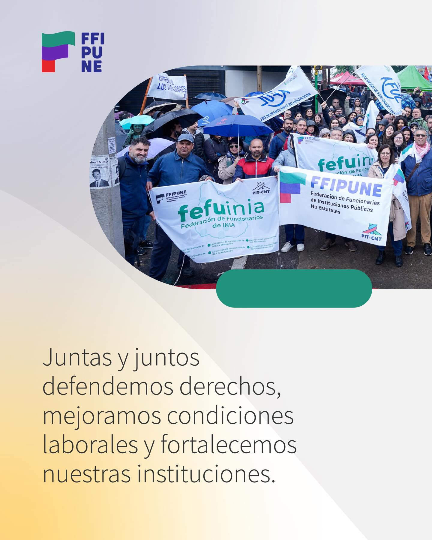 La sindicalización es una herramienta de transformación.
El PIT-CNT convoca a fortalecer la organización en todo el país, y desde FFIPUNE asumimos ese compromiso con responsabilidad y convicción.
Más afiliación es más representación, más diálogo y más capacidad de defensa.
Por tus derechos, sumá tus fuerzas.