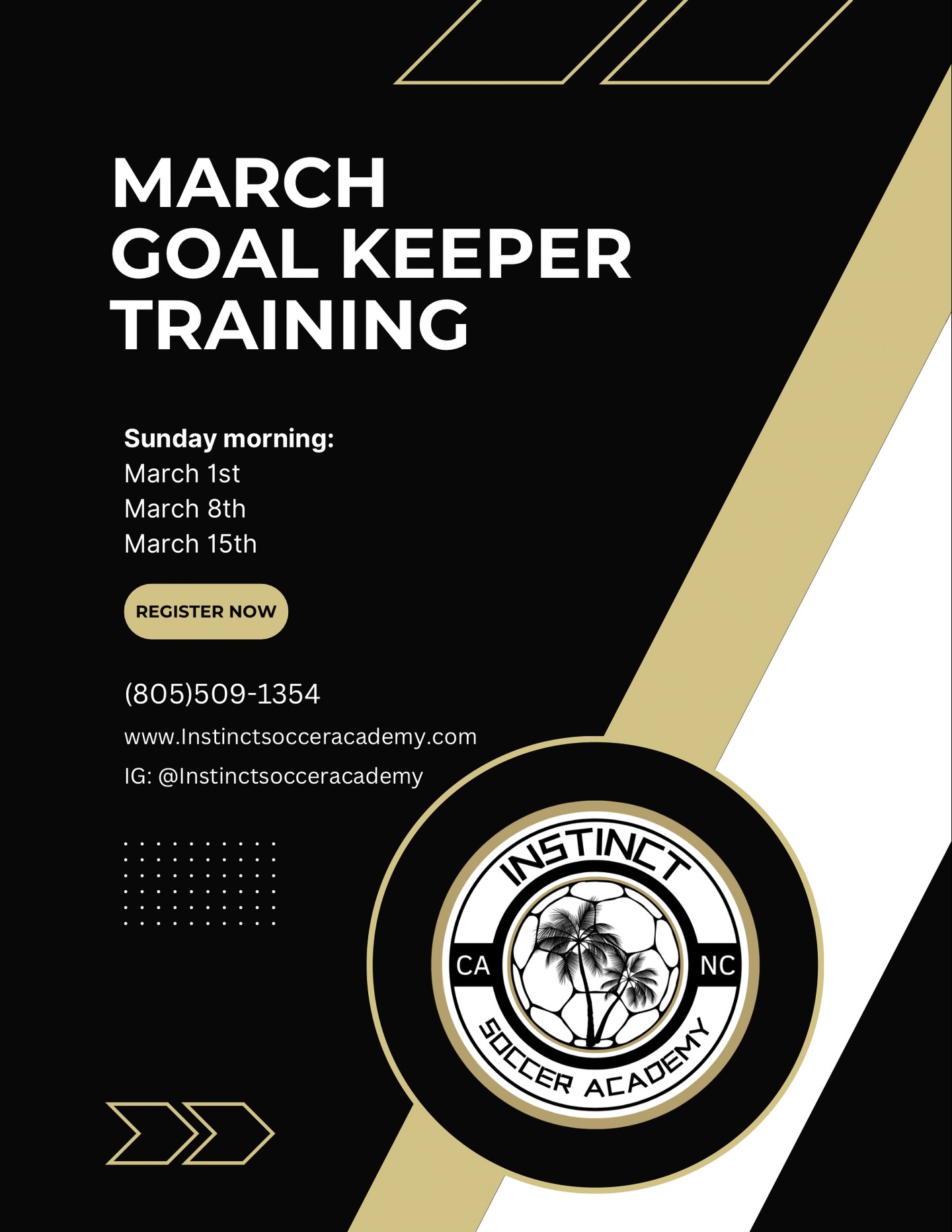 🚨 CALLING ALL KEEPERS 🚨
Serious about leveling up your game? 🧤⚽
Coach Isla is opening up LIMITED goalkeeper sessions on:
📅 March 1st
📅 March 8th
📅 March 15th
This is your chance to sharpen your footwork, command your box, improve distribution, and build that fearless presence every great keeper needs. 💪🏼🔥
Spots will go fast. Don’t wait.
📲 DM us now to lock in your session!
#GoalkeeperTraining #KeeperLife #InstinctSoccerAcademy #GKTraining #ShotStopper SoccerDevelopment CaryNC DurhamNC NCsoccer GirlsSoccer TrainElite EarnYourSpot