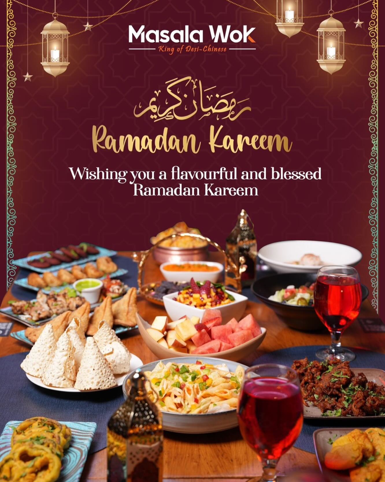 🌙✨ Ramadan Kareem from Masala Wok ✨🌙
This holy month, gather your loved ones and break your fast with flavours that feel like home. From crispy starters to hearty mains and refreshing drinks, every dish is prepared to make your Iftar and Suhoor truly special.