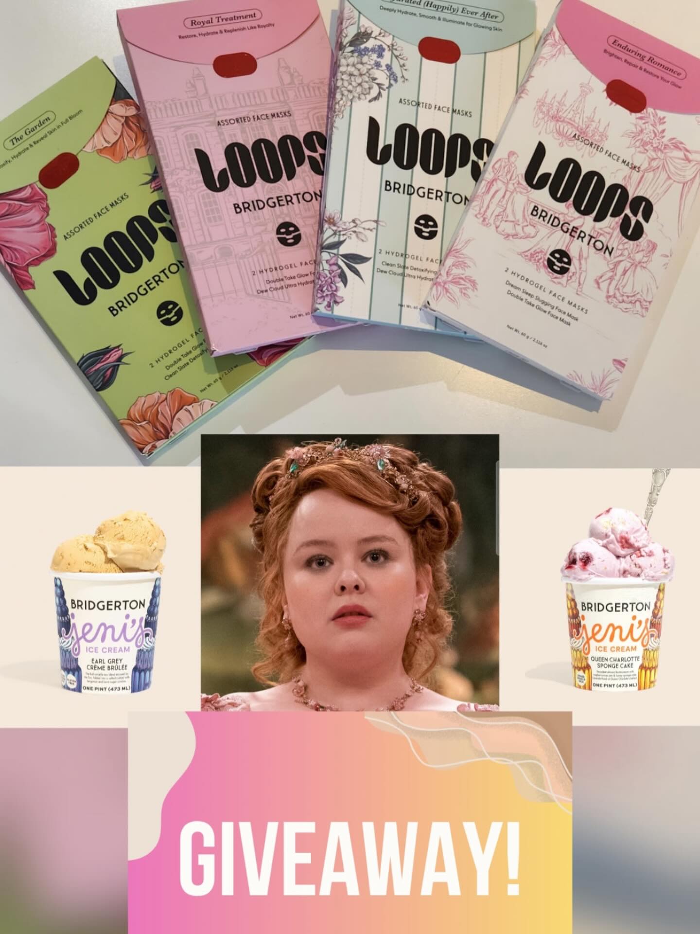 Dearest gentle readers,
We are excited to offer a special giveaway for the upcoming continuation of Bridgeton on Feb. 26th.
You, the Queen and 3 of your Ladies in Waiting, can win 4 Bridgeton facial masks by Loops and 4 pints of Bridgeton ice cream by Jeni’s.
And the “ pinnacle” (😉) is a $100 gift card from Orange Rose Apothecary.
Here’s how to enter:
1. Like this post
2. Follow @orangeroseapothecary
3. Tag 3 of your Ladies in Waiting
4. Tell us your favorite character.
Giveaway will be announced on Wednesday Feb. 26th at noon. Ice cream must be picked up Thursday morning.
Good Luck!