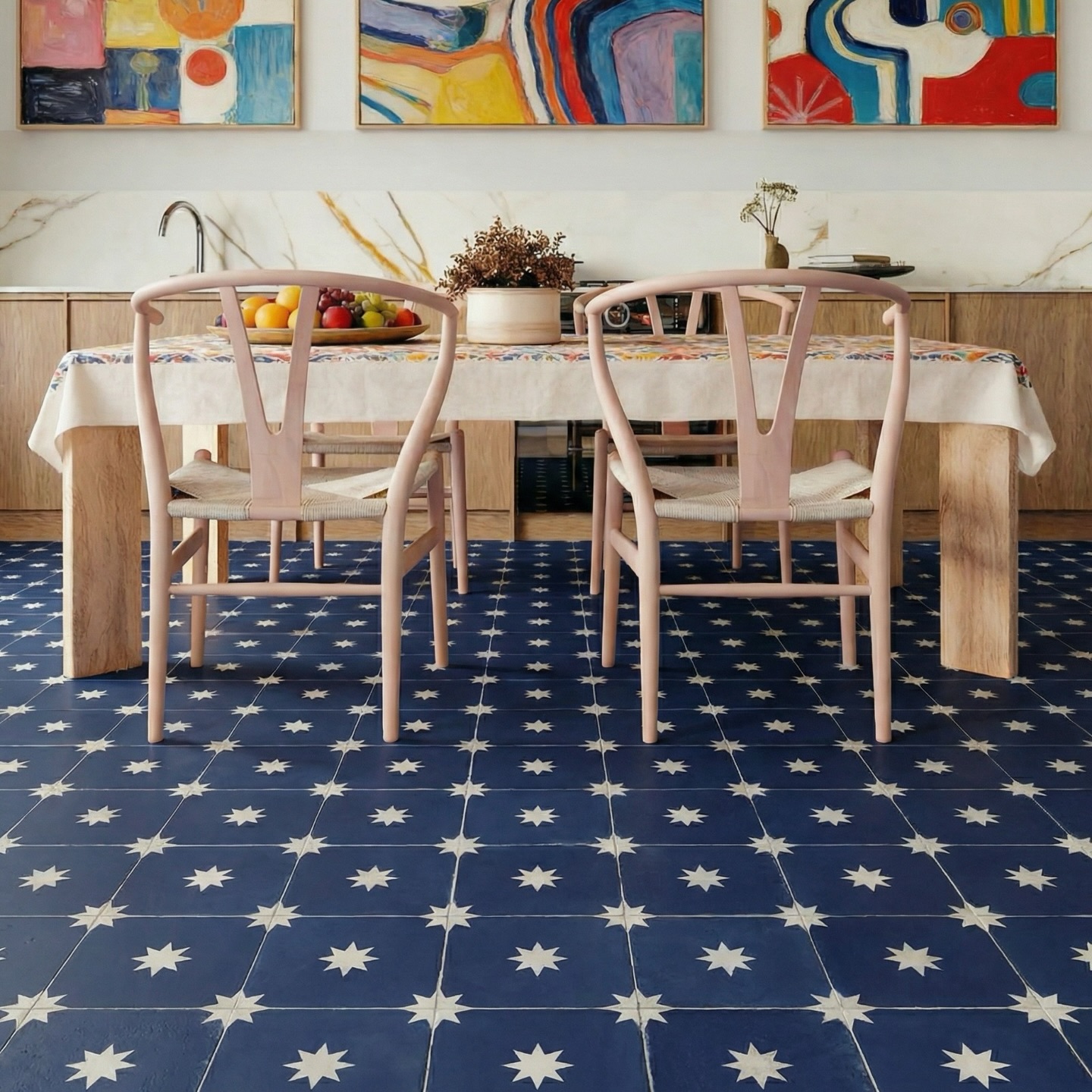 Piso estilo estrella 25x25cm color azul marino 🌠
#pisodecementoliquido #pisohidraulico #pisomosaico #pisosarauz