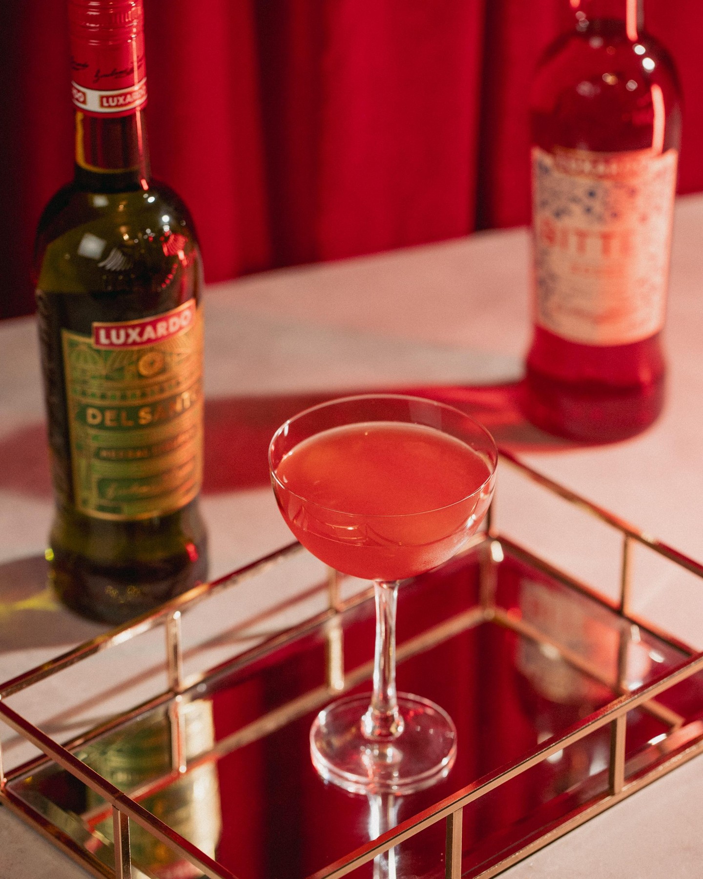 A little sweet, a little dangerous. Love & Murder made with Luxardo Bitter Rosso, Luxardo Del Santo, fresh lime, simple syrup, and saline. ๐ธ๐ฉธ Recipe in the comments!