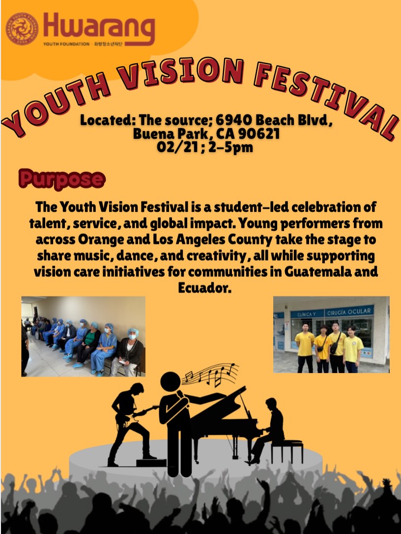 🎤✨ Talent for a cause
The Youth Vision Festival brings students together to perform, create, and make a real difference. Every performance helps support eye exams and glasses for underserved communities in Guatemala and Ecuador, giving others the chance to see clearly and live better.
Come out, support, and be part of something bigger than just a show!! 💕
#hwarangyouthfoundation #화랑청소년재단 #hwaranginternational #communitysupport #youthleaders