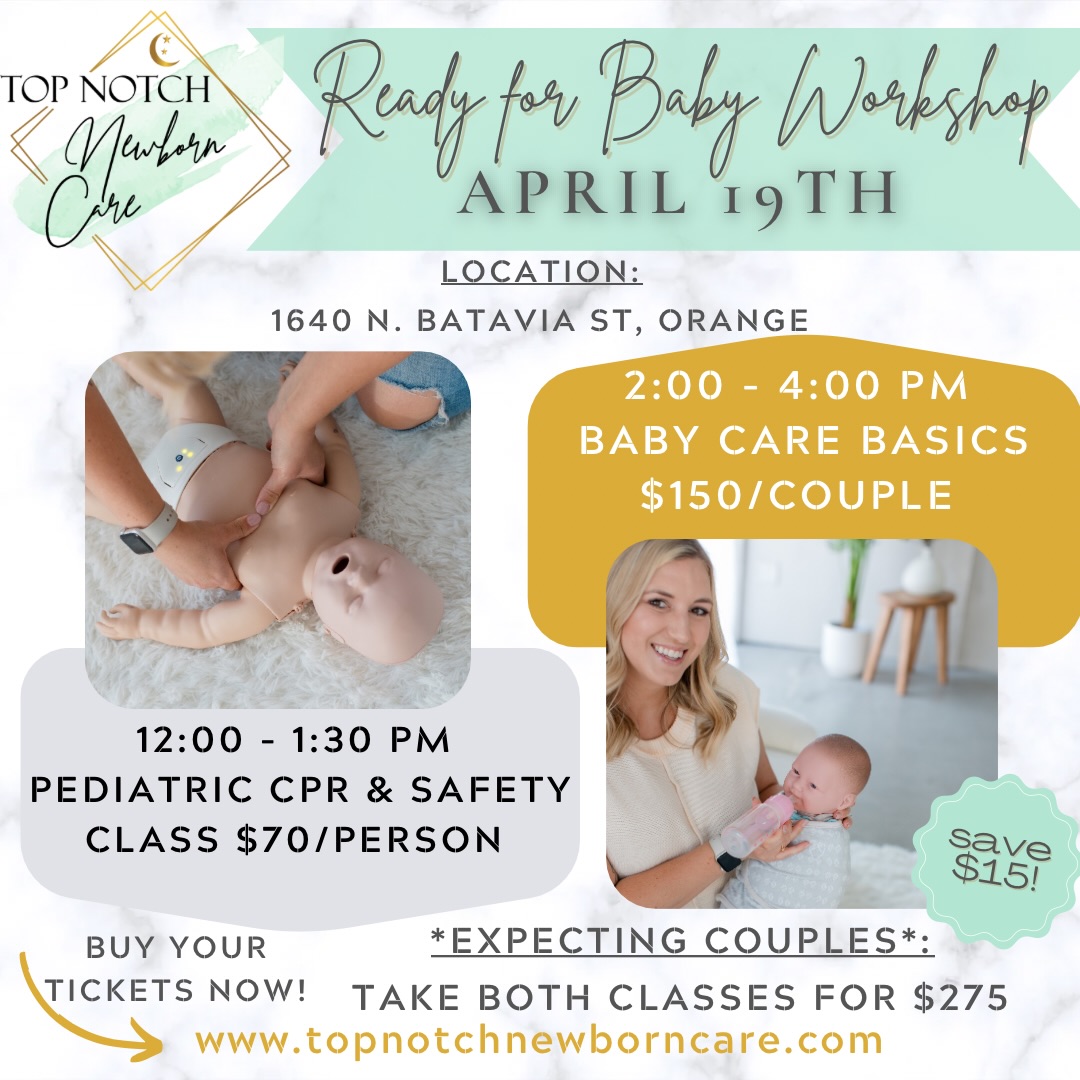 🌼 SPRING DUE DATE? 🌸
Prepare to feel empowered in your parenting journey with the Ready for Baby Workshop! 💪🏻
Sunday, April 19th: come join a day of new parent education! ✨
You can take ONE or BOTH classes, whatever works for you! ✏️
❤️ 12-1:30pm Pediatric Safety & CPR Class $70/person (great if you’re expecting, new parents or care for infants/children).
\\ 30 min break //
👶🏻 2-4pm Baby Care Basics Class $150/couple (perfect for expecting parents in the 3rd trimester).
*Expecting parents signup for both classes for $275*
📍 Class location: 1640 N. Batavia St, Orange
Space is limited, LINK IN BIO to book your spot in class. 🔗