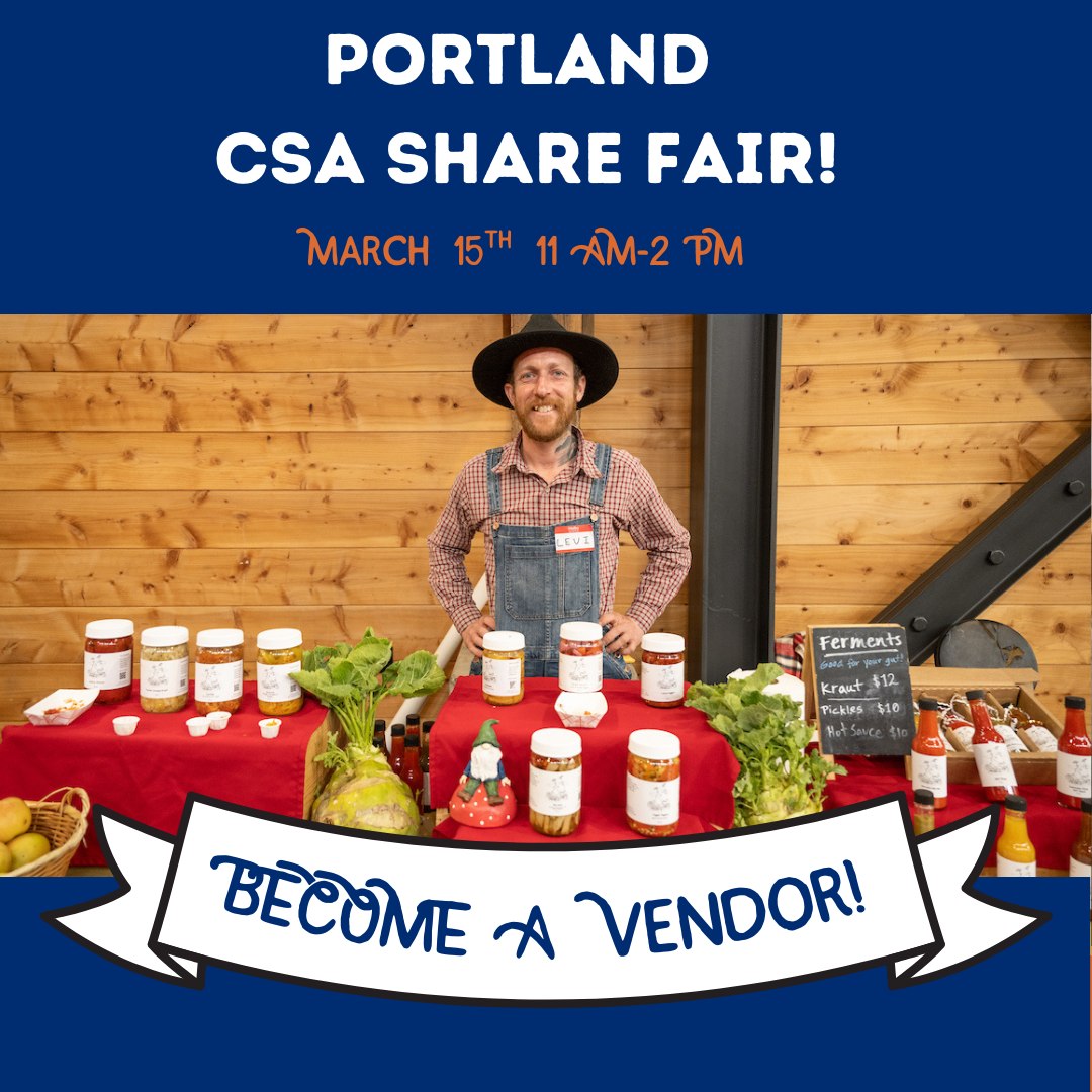 Portland food businesses want to connect with 1,000+ people who care about where their food comes from?
We’re looking for vendors for the Portland CSA Share Fair
📍 The Redd East
📅 March 15
⏰ 11 AM – 2 PM
This event is centered on local agriculture and farm viability. Our audience is already invested in seasonal food, regional farms, and building a stronger local food system.
We’re looking for vendors who:
• Use locally grown ingredients
• Source directly from regional farms
• Produce value-added goods made with Northwest products
• Actively support local agriculture
📩 DM us or email mary@pnwcsa.org for more info.
📸@shawnlinehan
#CSAShareFair #PortlandEvents #SupportLocalFarms #LocalFood #PNWFood #CSA #PortlandFoodScene