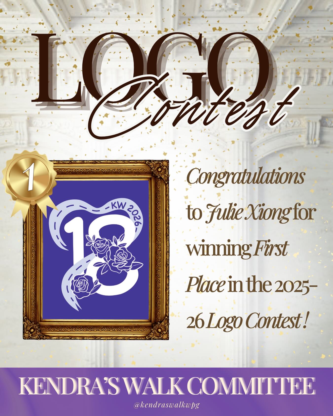 After receiving hundreds of votes from students across Junior, Middle, and Senior School, we are pleased to announce that Julie Xiong’s design has been selected as this year’s logo for Kendra’s Walk! 🎉
We are thankful to everyone who participated this year, we had so many amazing submissions from students across all grades! 💟