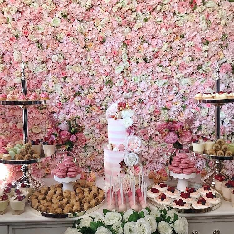 Our pink blossom wall featured with this awesome dessert table 😍🌸📷by @bloomsbyj